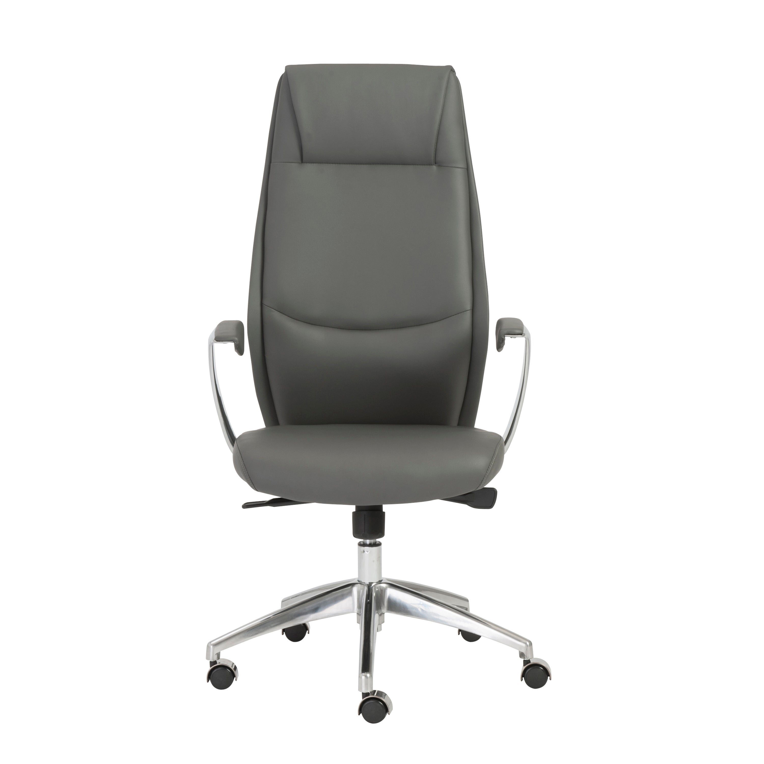 Crosby High Back Office Chair in Gray with Polished Aluminum Base