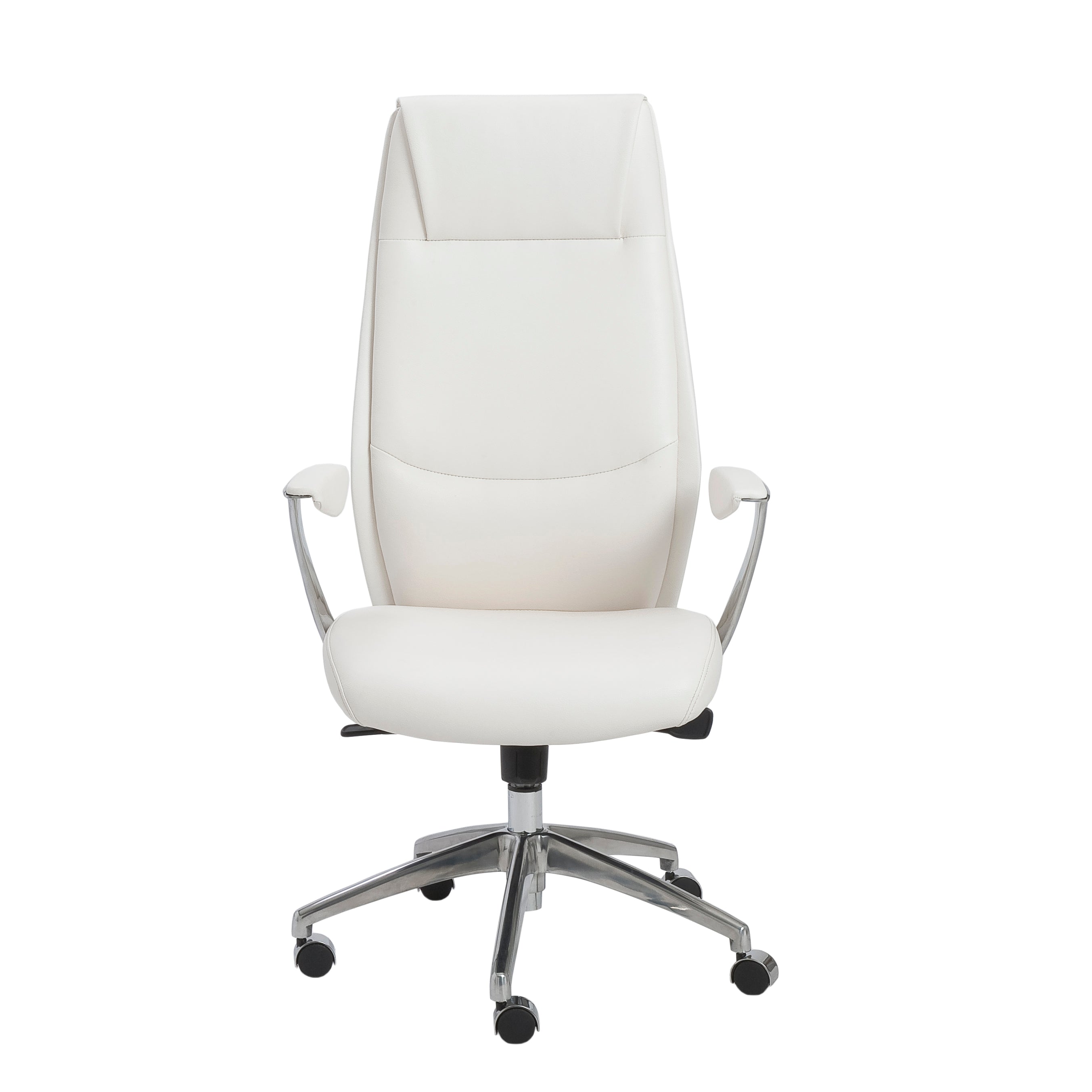 Crosby High Back Office Chair in White with Polished Aluminum Base