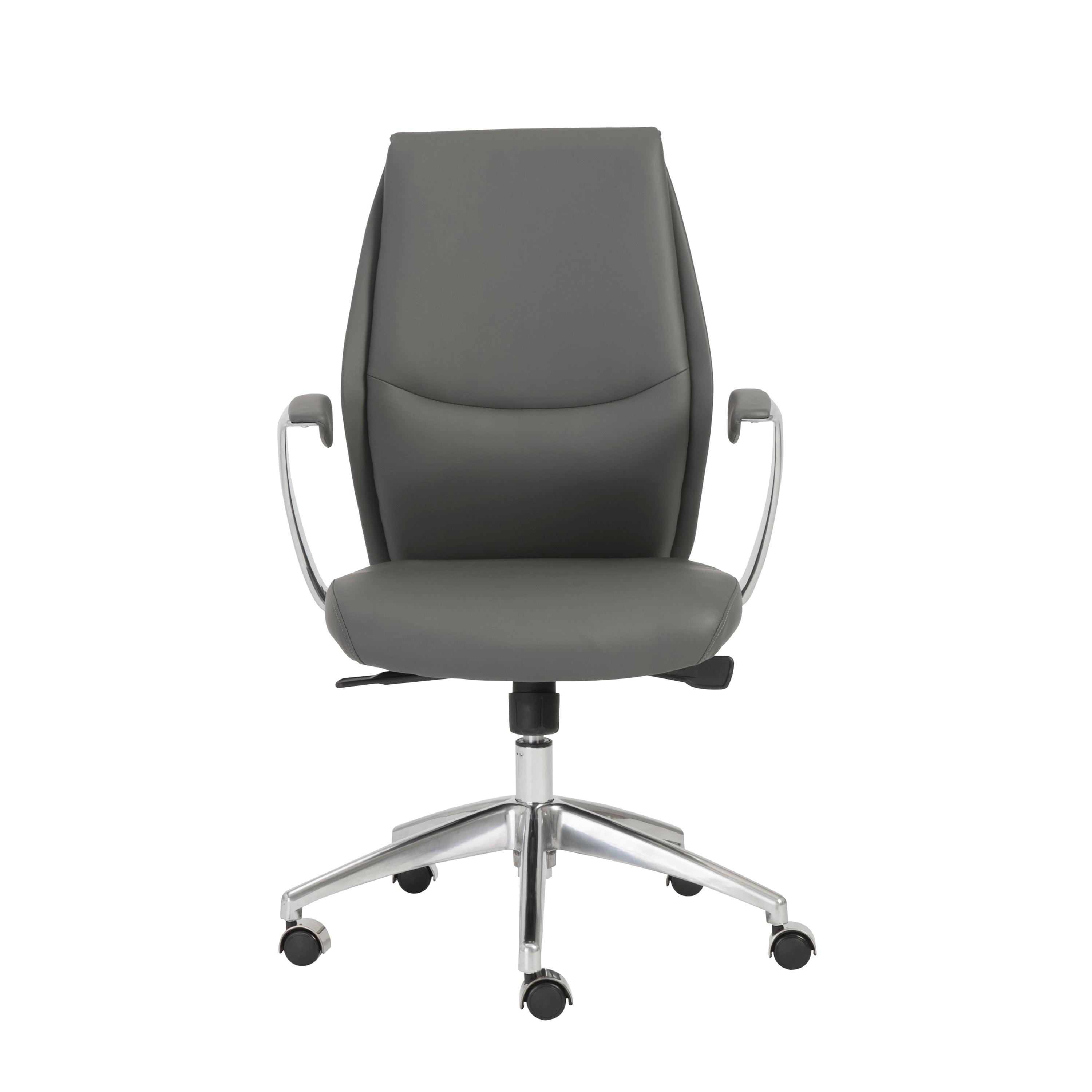 Crosby Low Back Office Chair in Gray with Polished Aluminum Base