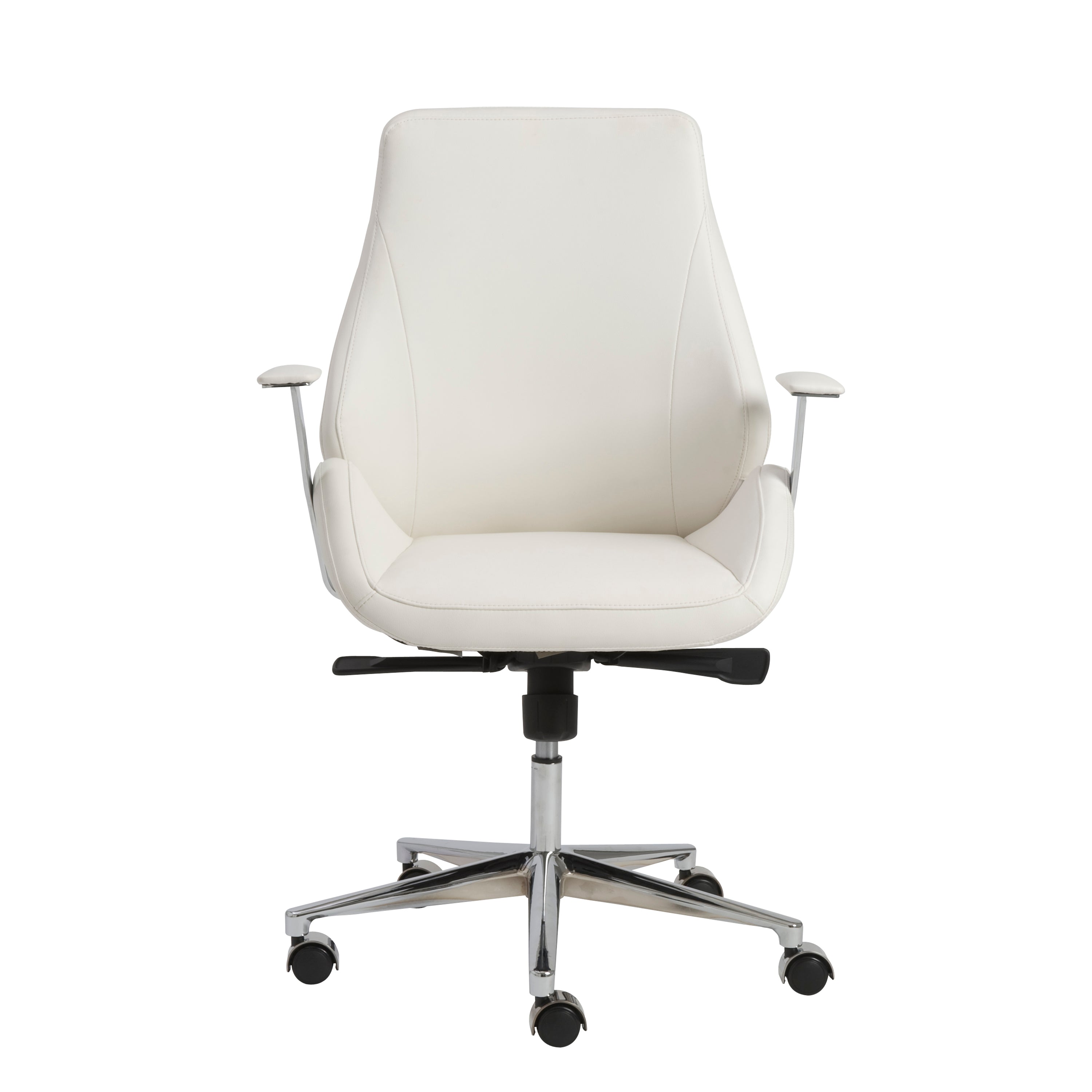 Bergen Low Back Office Chair in White with Chromed Steel Base