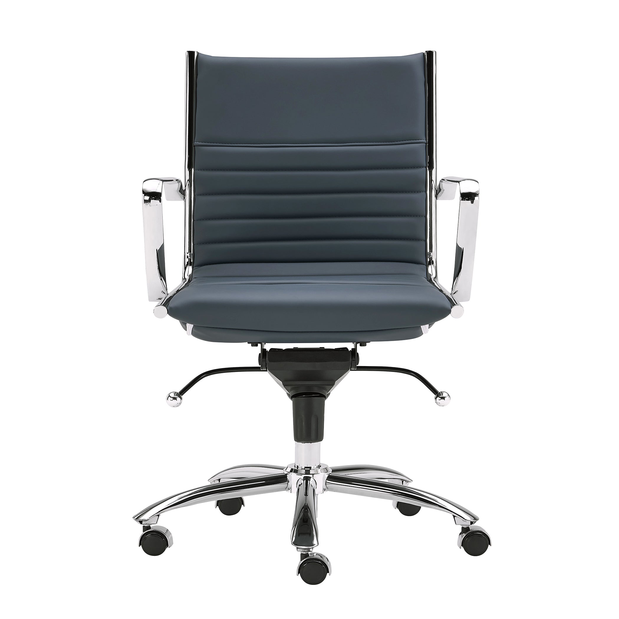 Dirk Low Back Office Chair in Blue with Chromed Steel Base