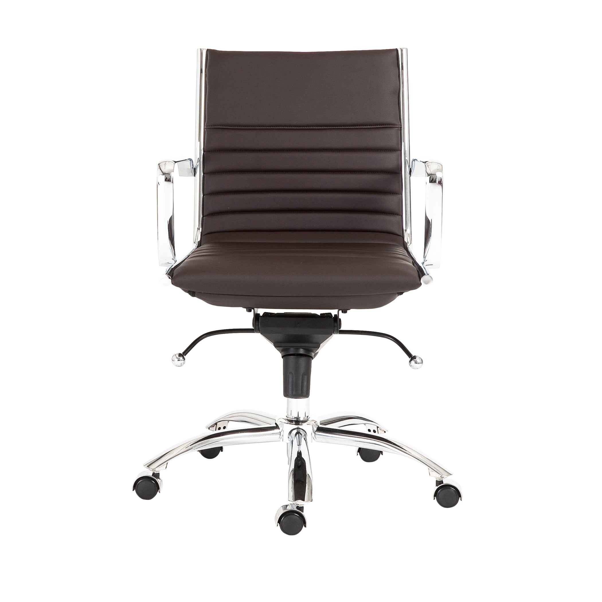 Dirk Low Back Office Chair in Brown with Chromed Steel Base