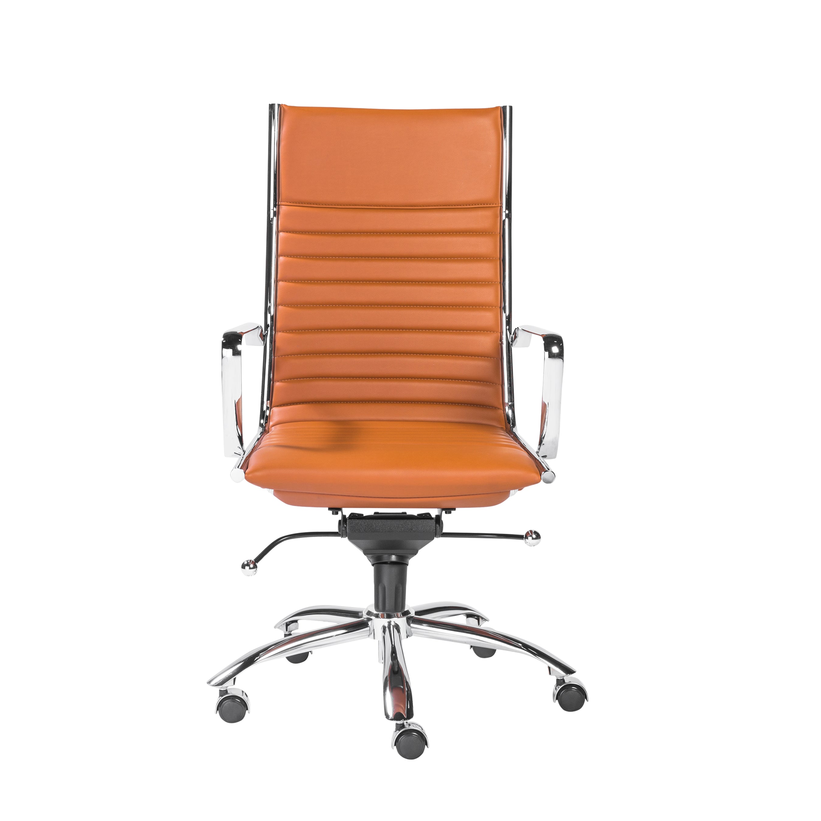 Dirk High Back Office Chair in Cognac with Chrome Base