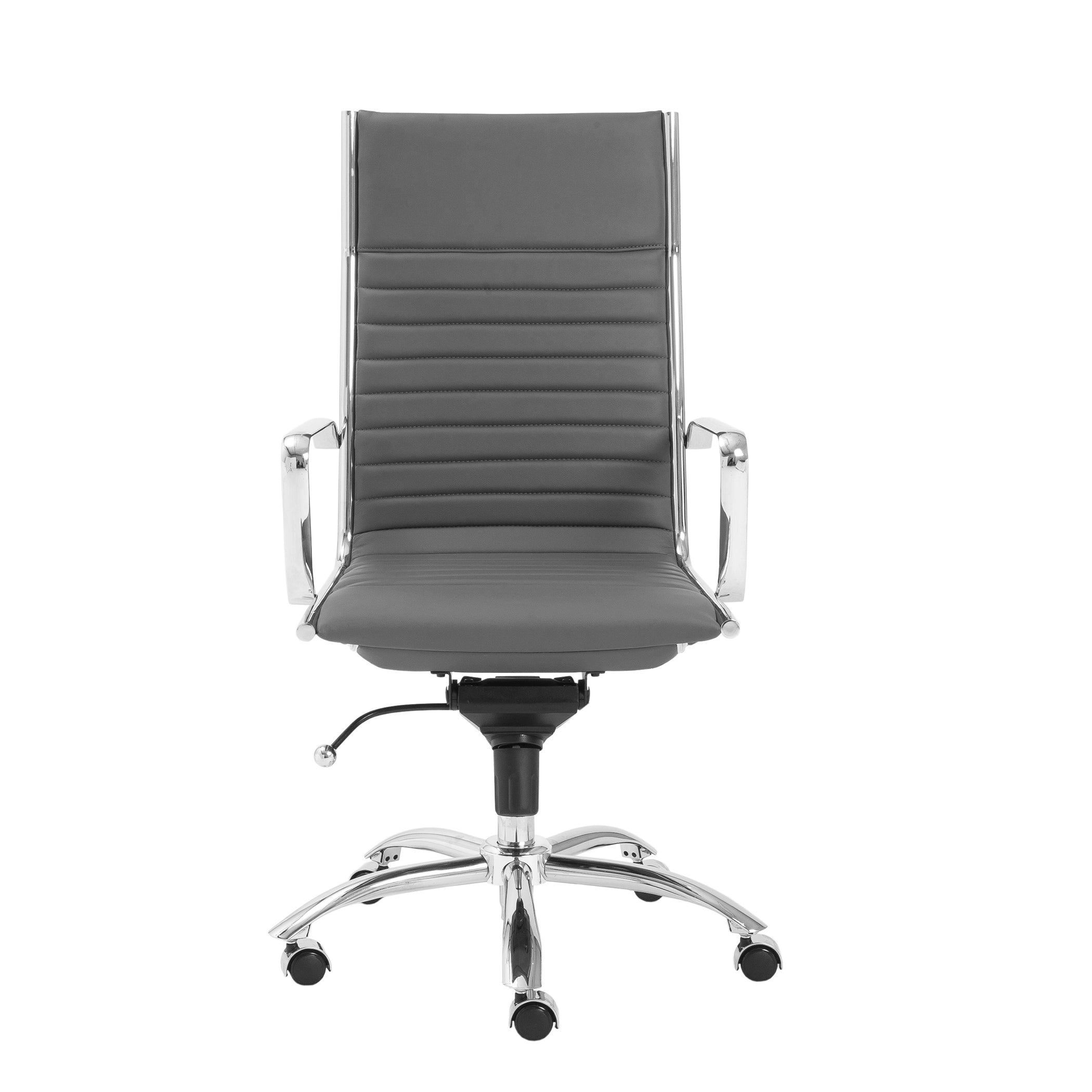 Dirk High Back Office Chair in Gray with Chromed Steel Base