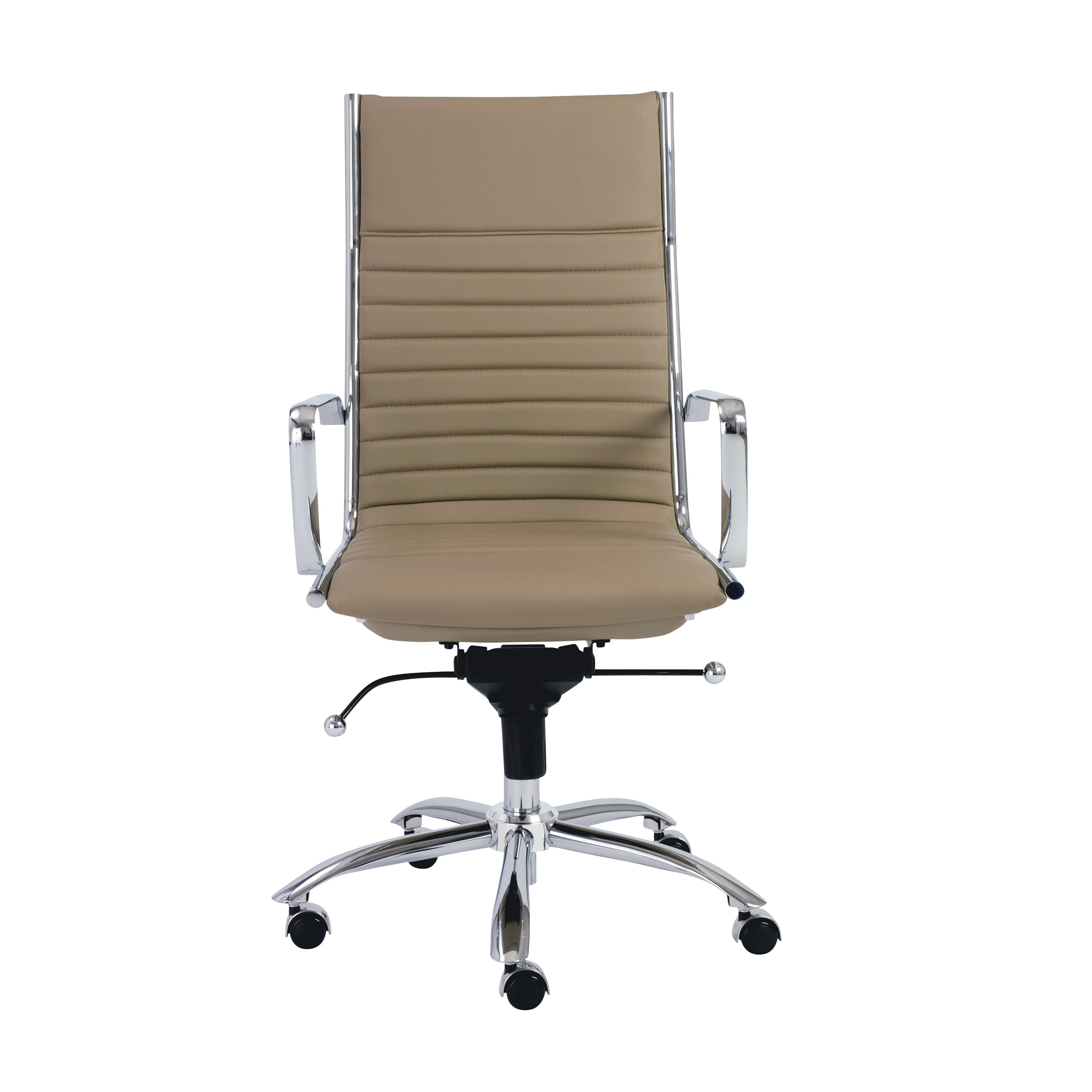 Dirk High Back Office Chair in Taupe with Chromed Steel Base