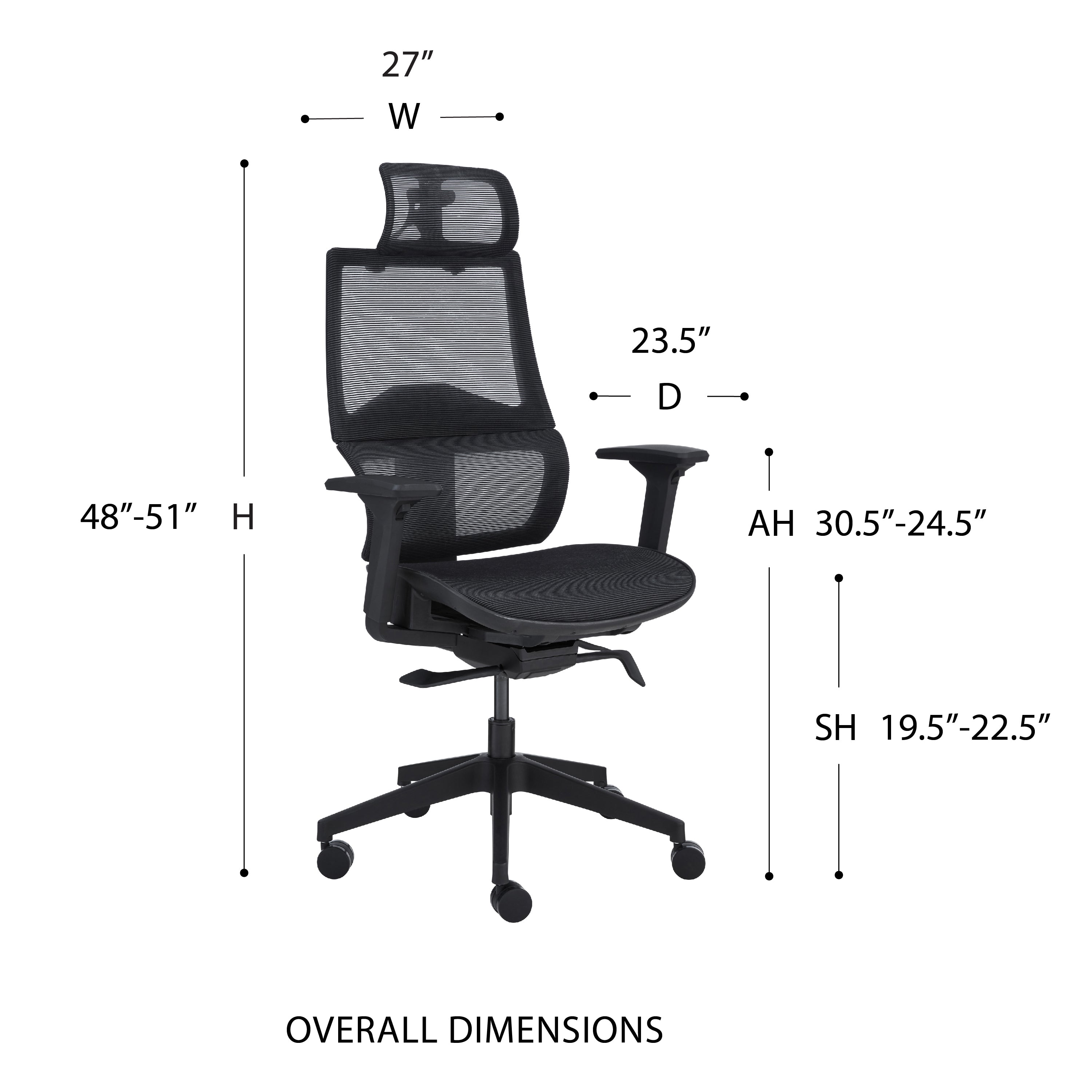 Bruno High Back Office Chair in Black Mesh and Frame