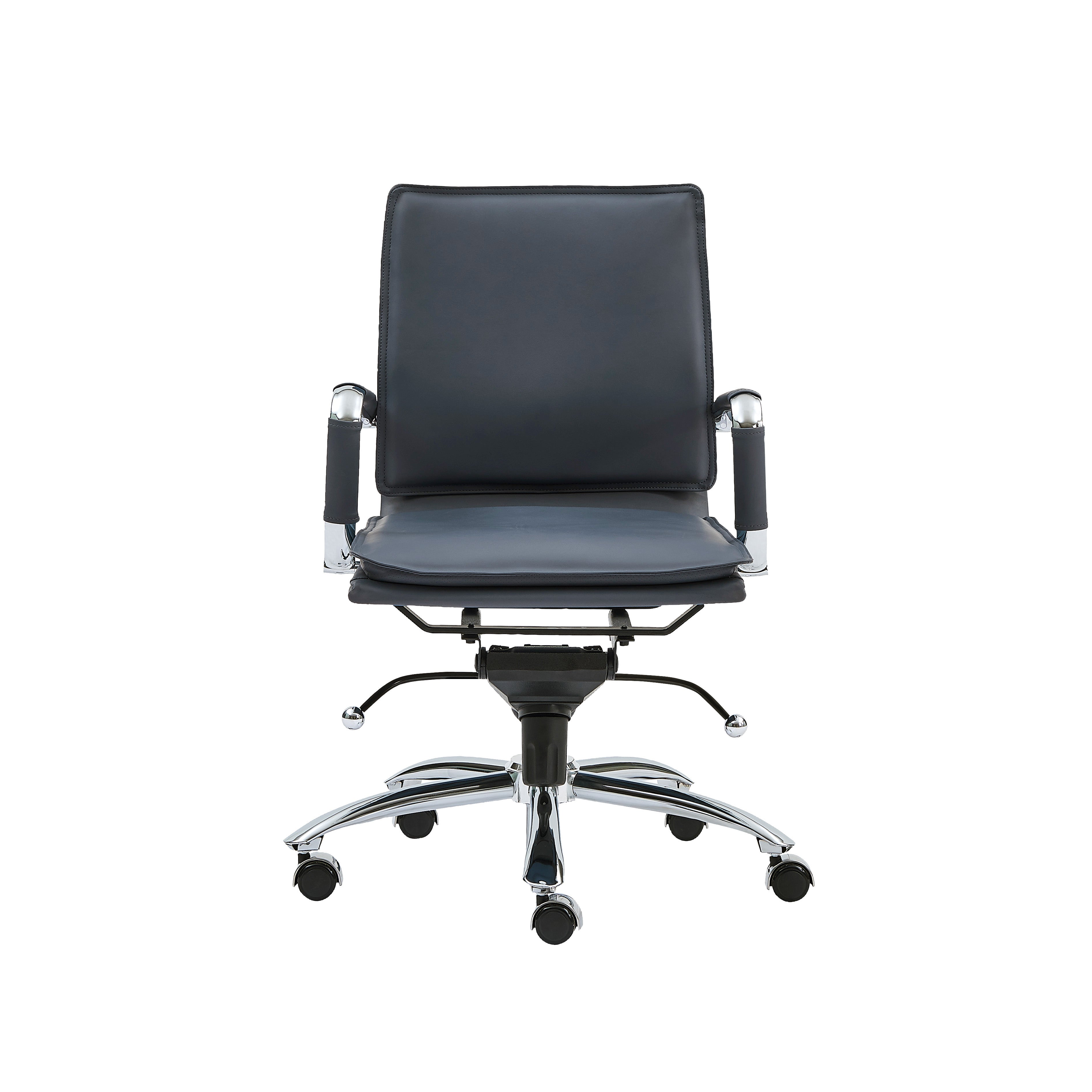 Gunar Pro Low Back Office Chair in Blue with Chromed Steel Base