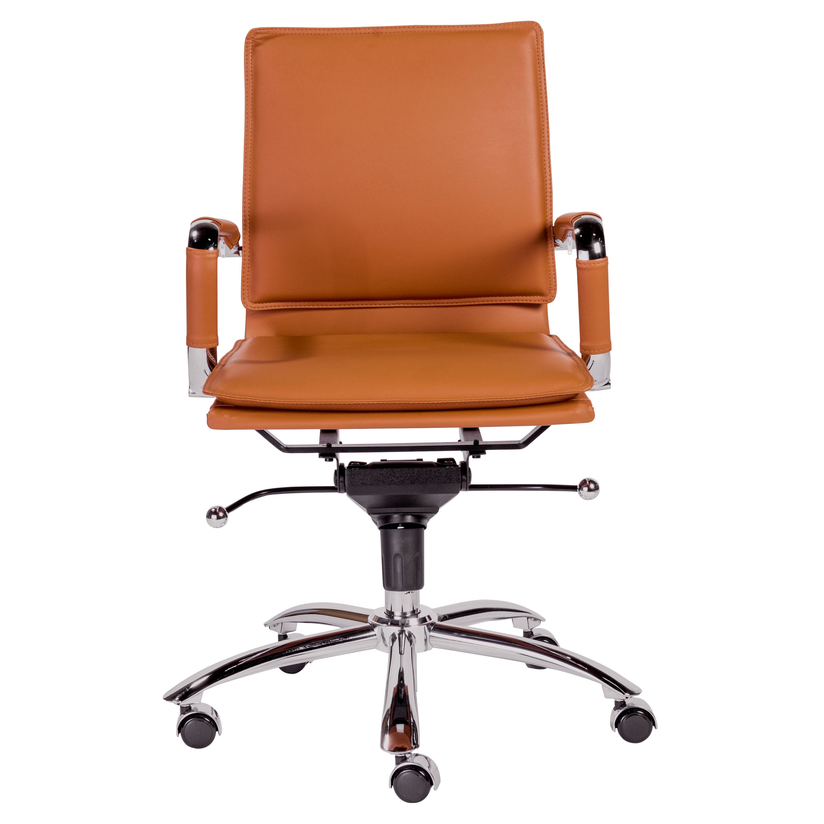 Gunar Pro Low Back Office Chair in Cognac with Chrome Base