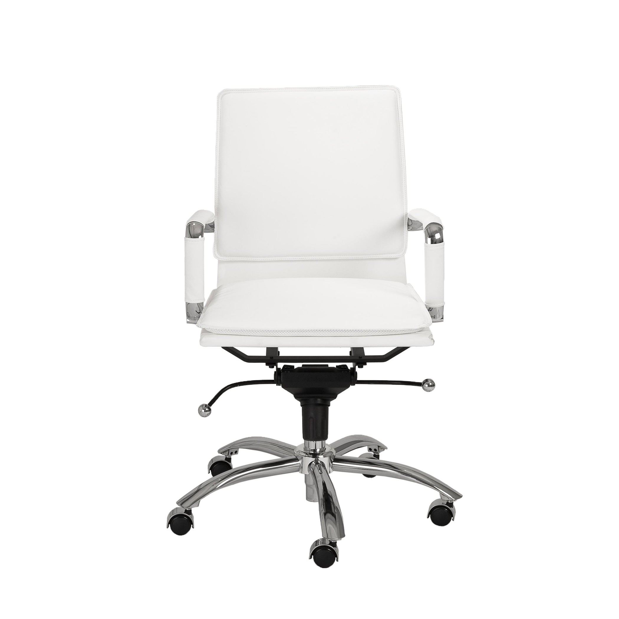 Gunar Pro Low Back Office Chair in White with Chromed Steel Base