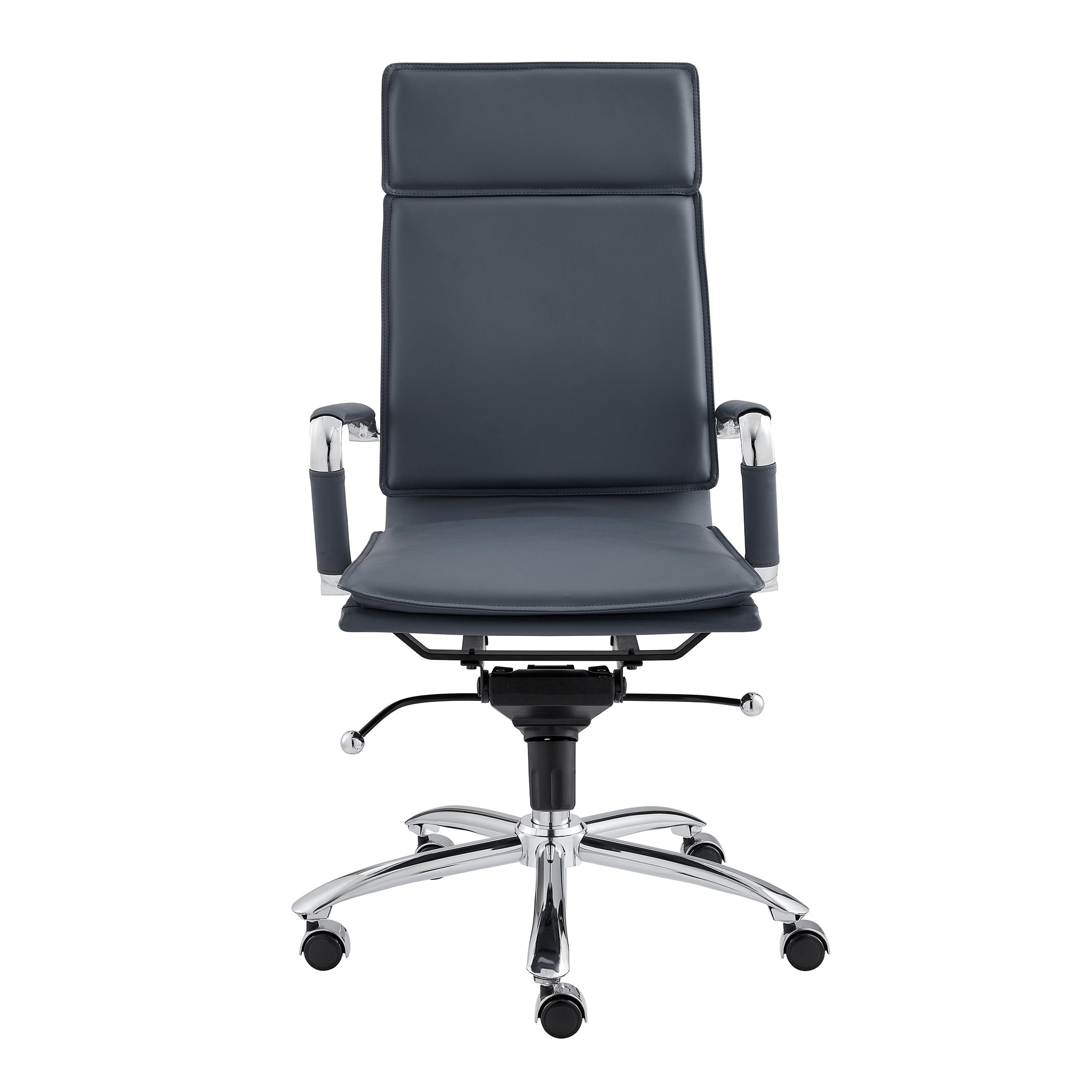 Gunar Pro High Back Office Chair in Blue with Chromed Steel Base