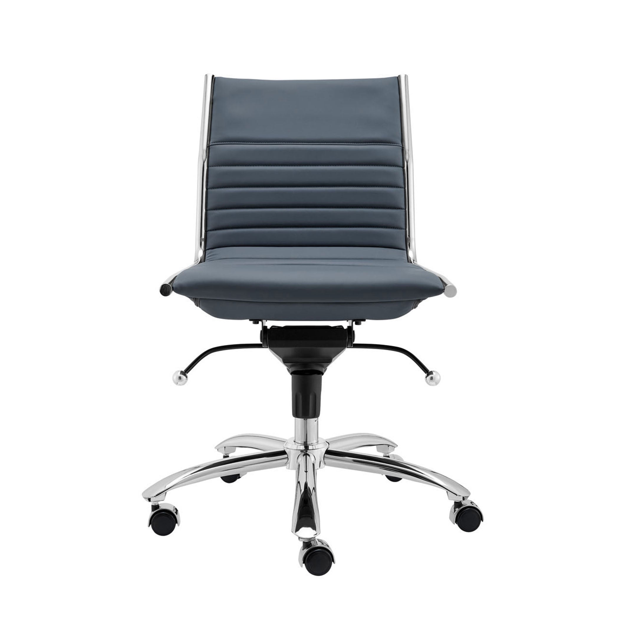 Dirk Low Back Office Chair w/o Armrests in Blue with Chromed Steel Base