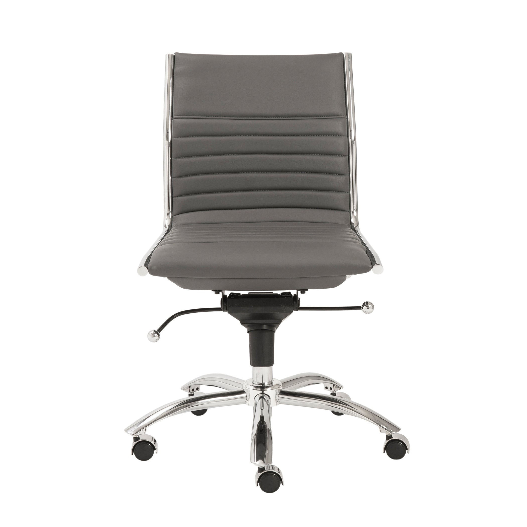 Dirk Low Back Office Chair w/o Armrests in Gray with Chromed Steel Base