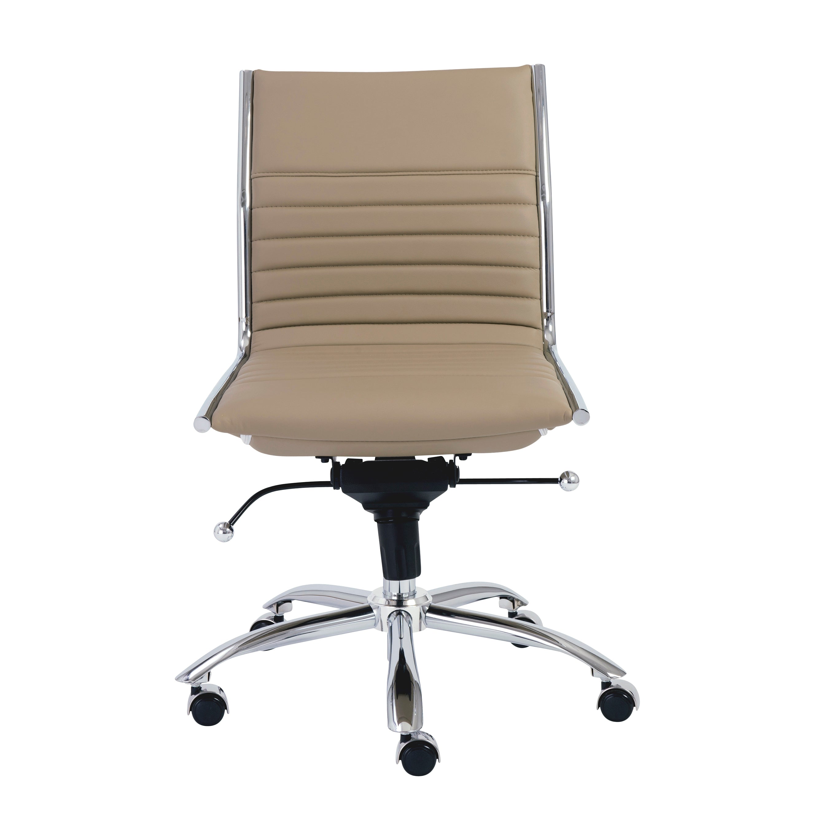 Dirk Low Back Office Chair w/o Armrests in Taupe with Chromed Steel Base