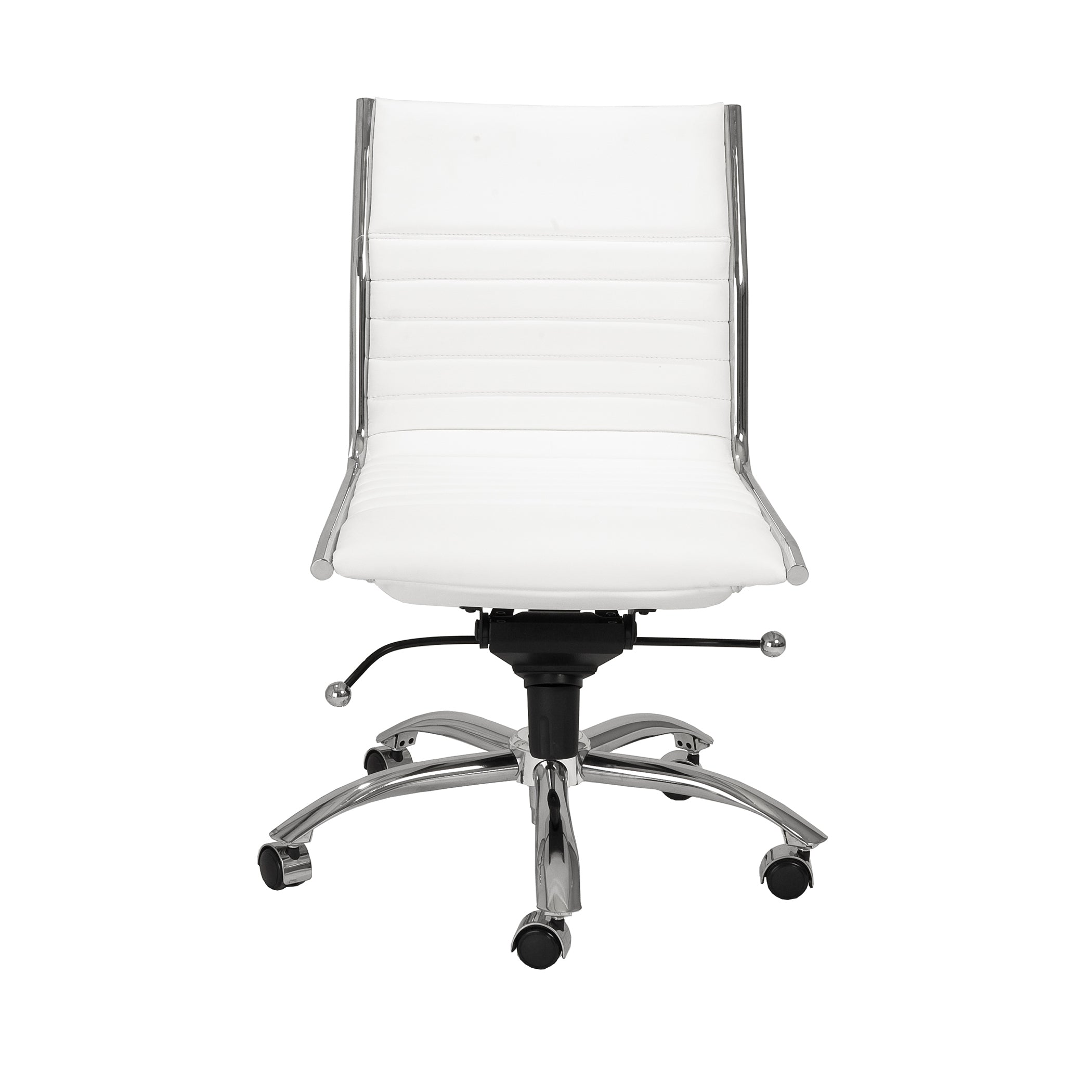 Dirk Low Back Office Chair w/o Armrests in White with Chromed Steel Base