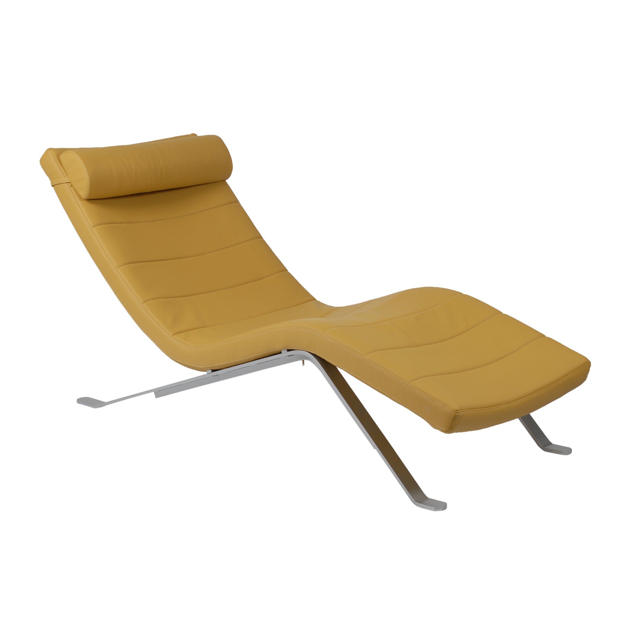 Gilda Lounge Chair in Saffron Leatherette with Silver Base