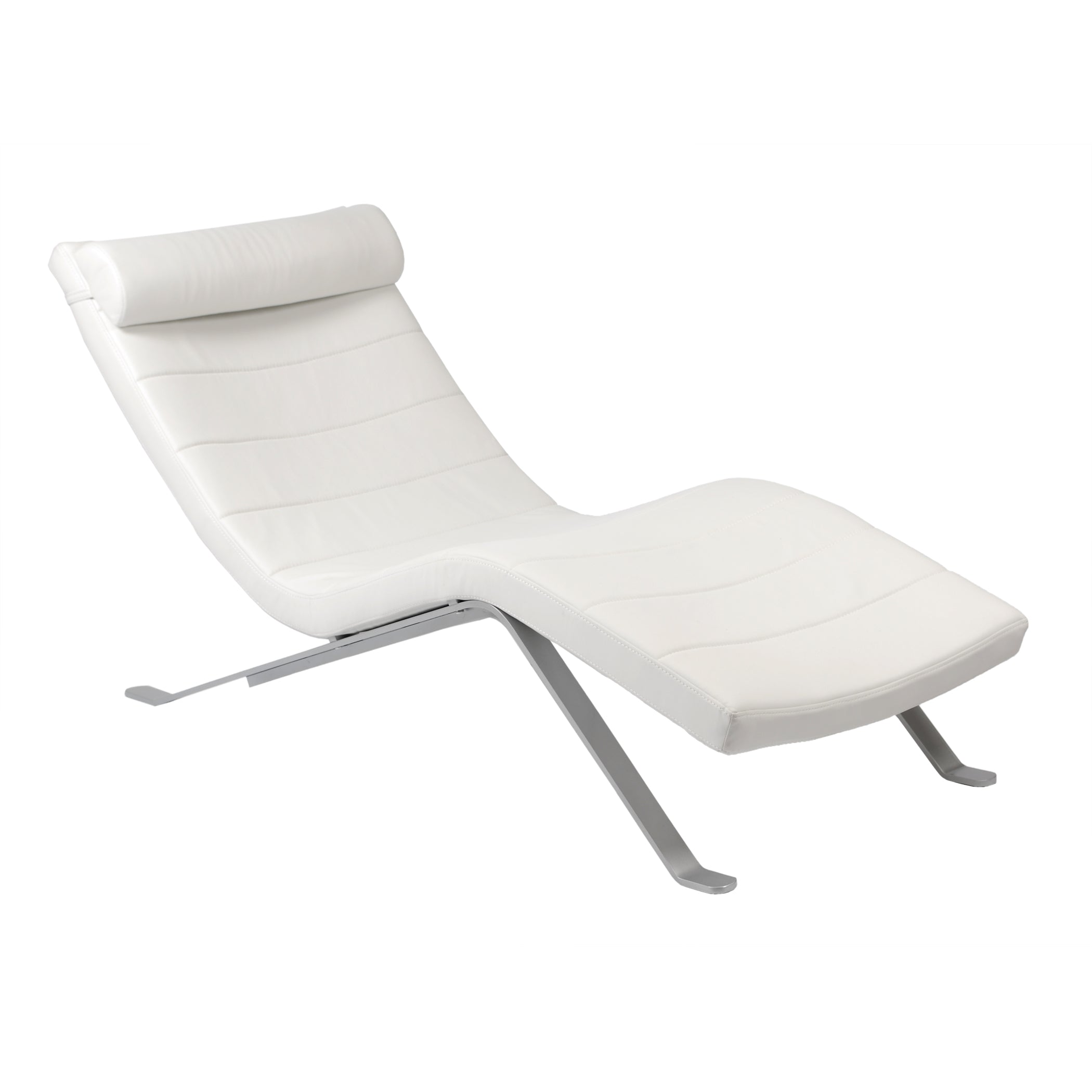 Gilda Lounge Chair in White Leatherette with Silver Base