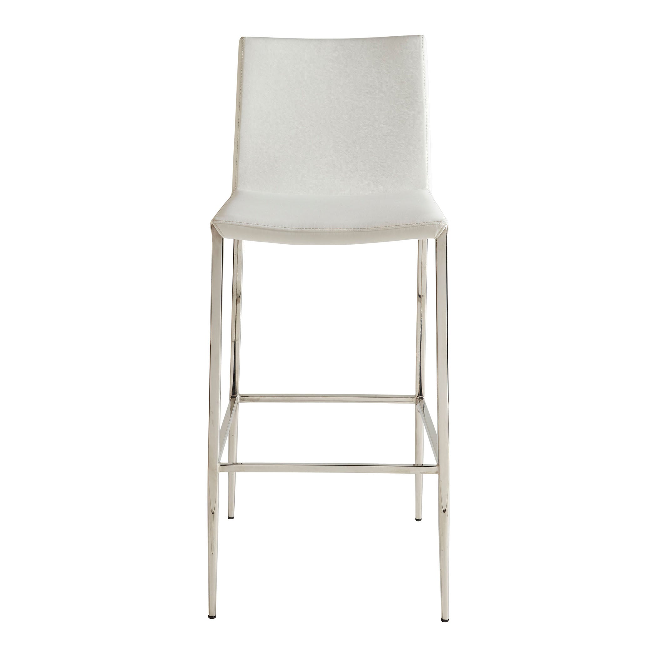 Diana Bar Stool in White with Polished Stainless Steel - Set of 1