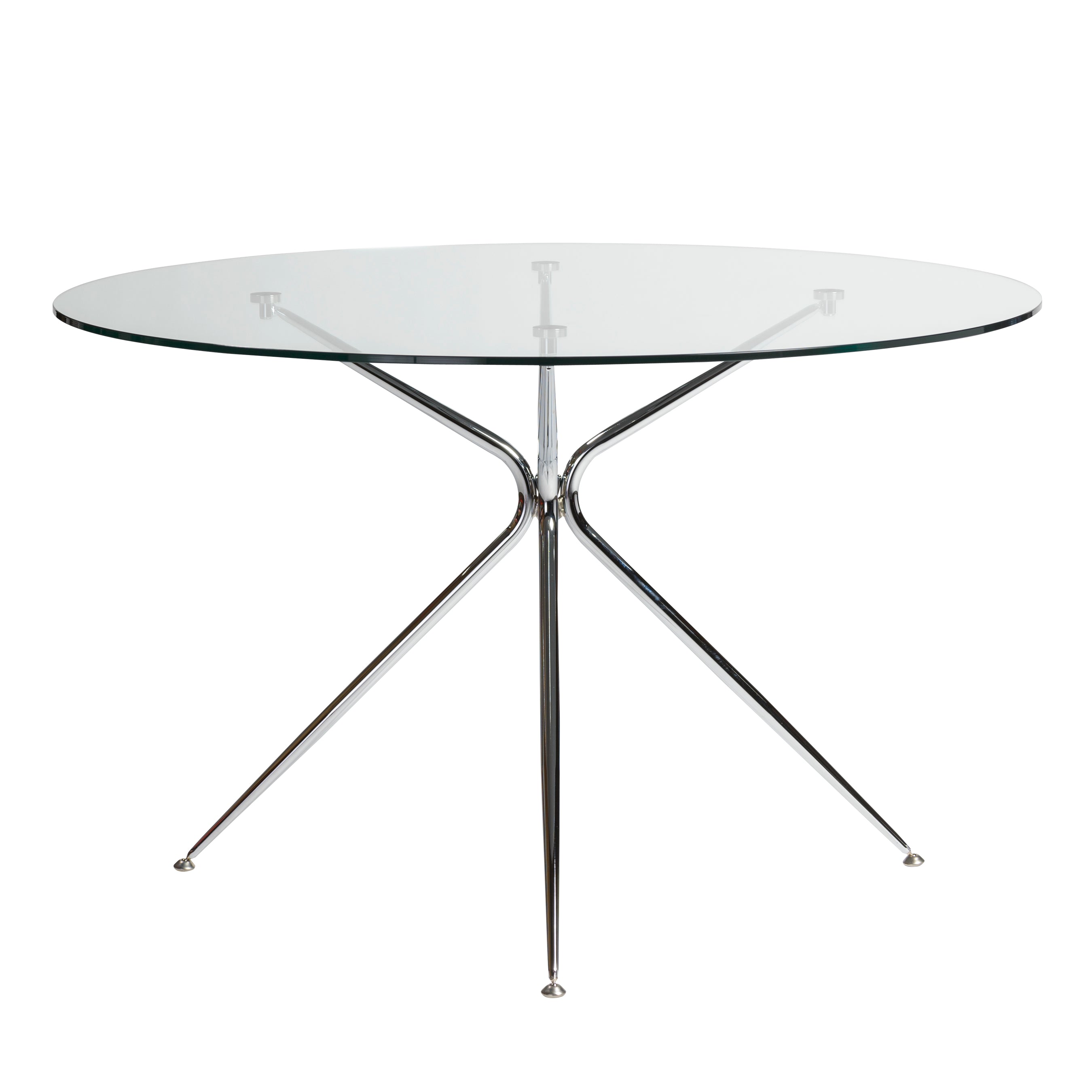 Atos Round Table with Clear Tempered Glass Top and Chrome Base