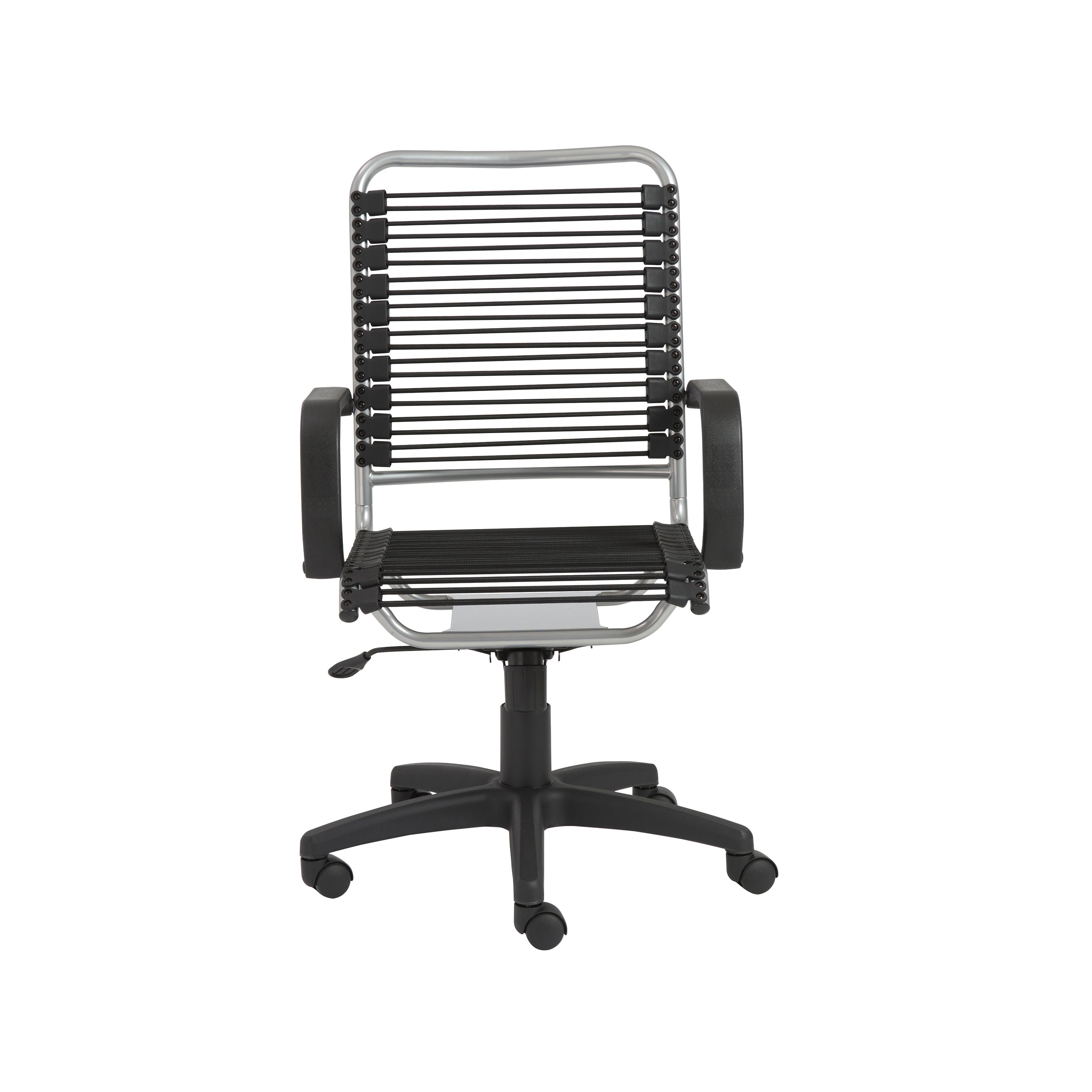 Bradley High Back Bungie Office Chair in Black with Aluminum Frame and Black Base