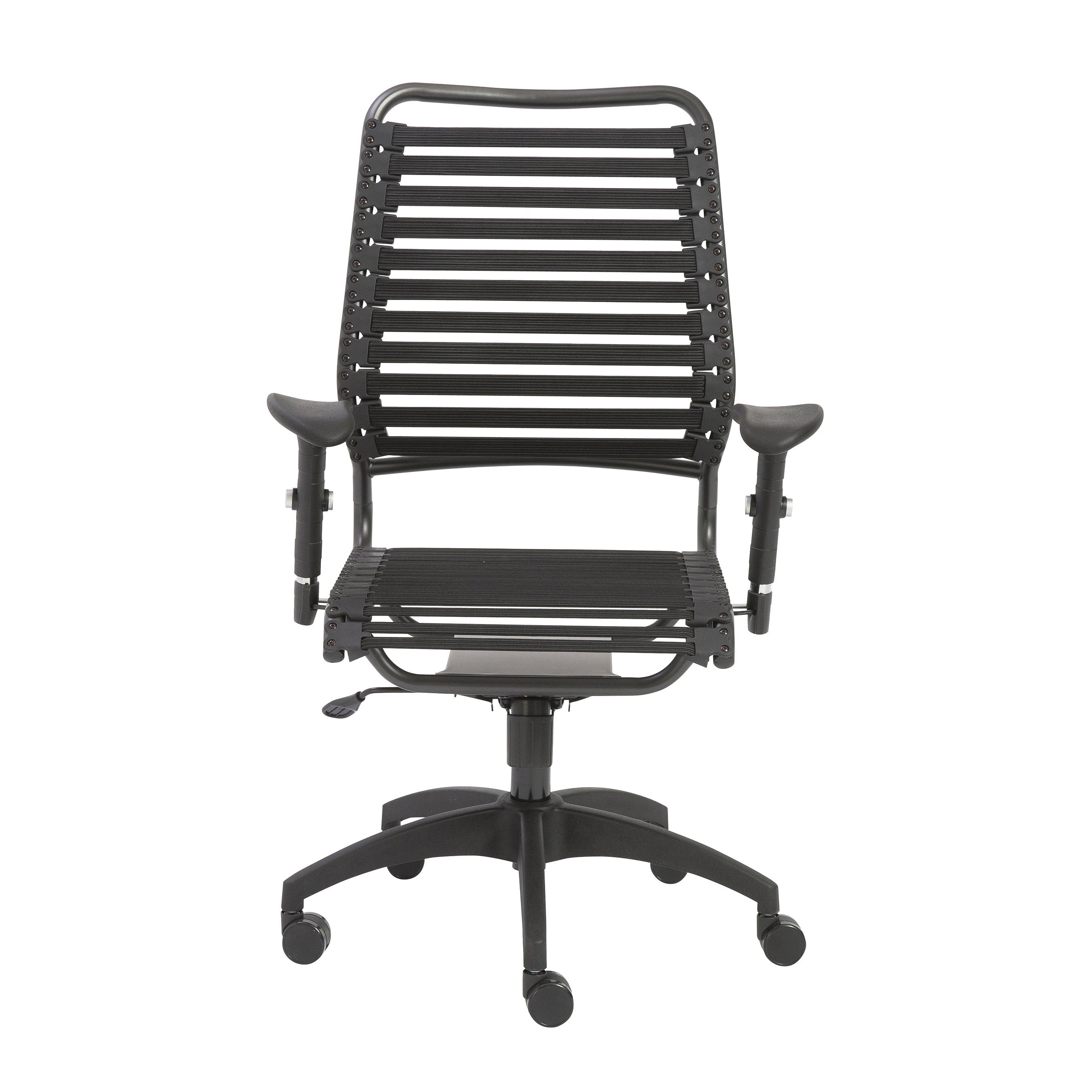 Baba Flat High Back Office Chair in Black with Graphite Black Frame and Black Base