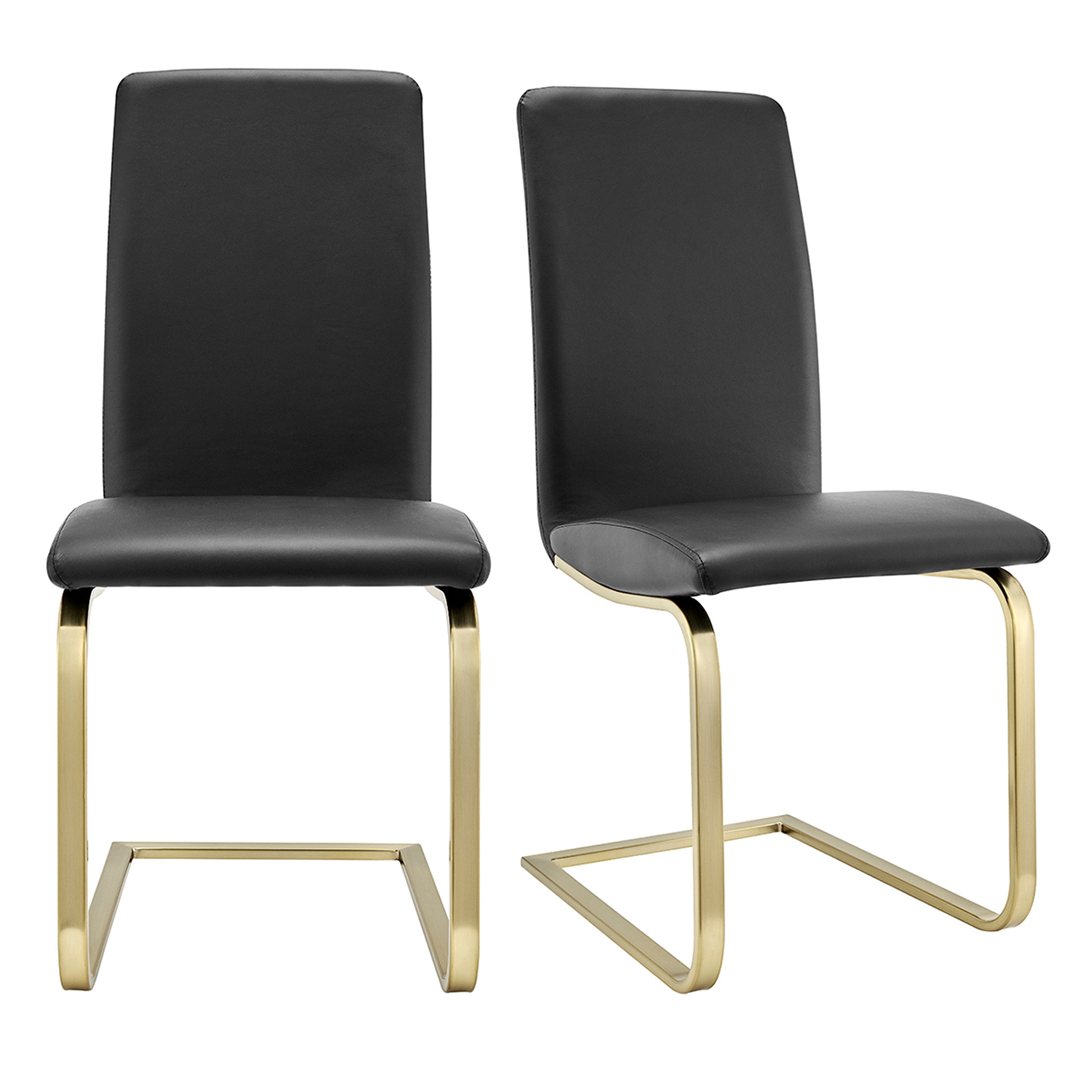 Cinzia Dining Chair in Black with Matte Brushed Gold Legs - Set of 2