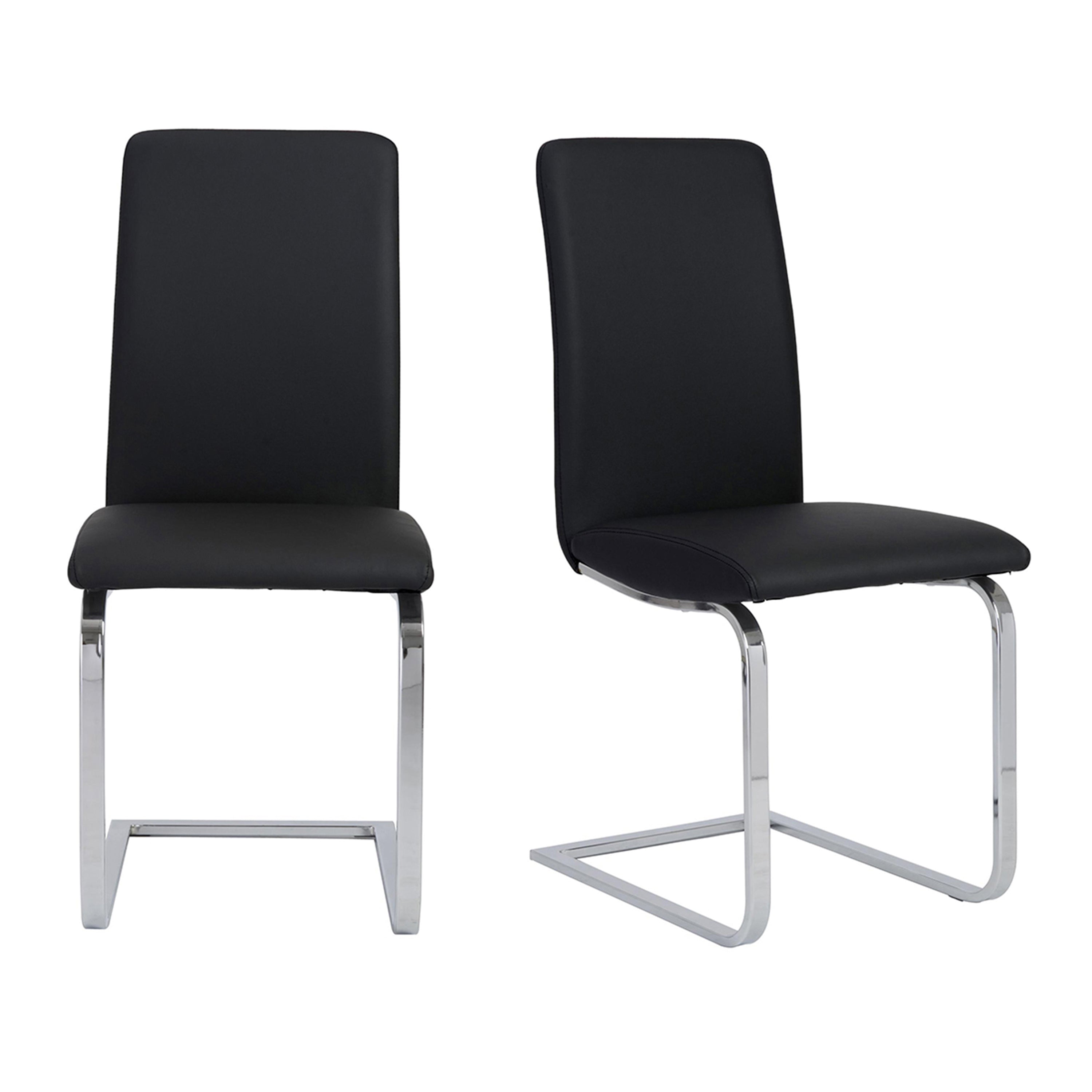 Cinzia Dining Chair in Black with Chrome Legs - Set of 2