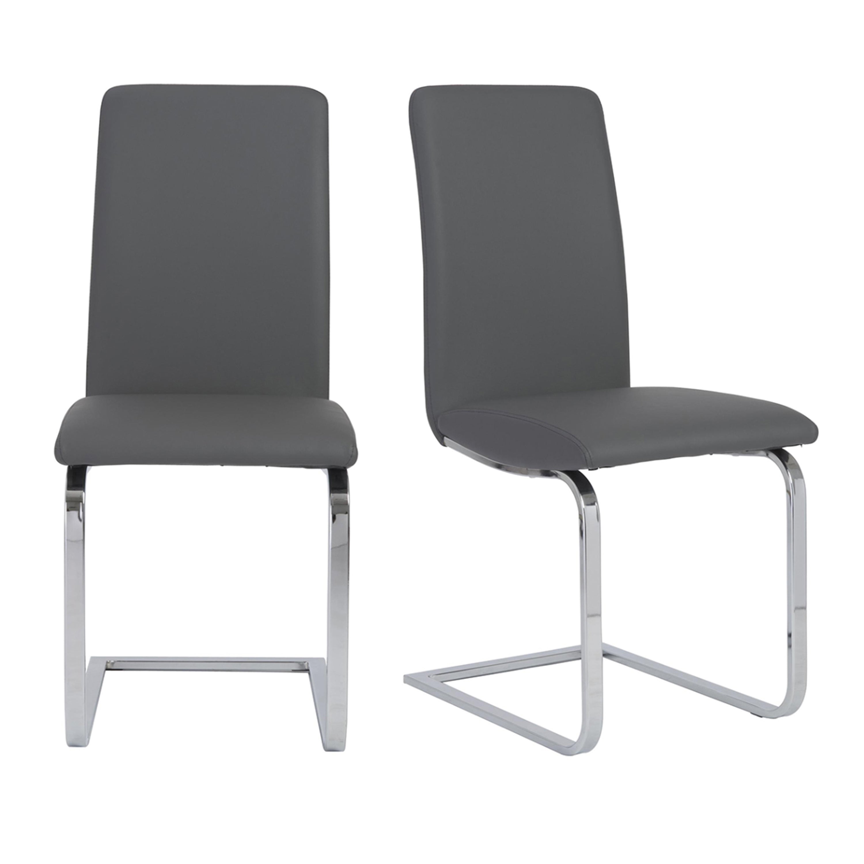 Cinzia Dining Chair in Gray with Chrome Legs - Set of 2