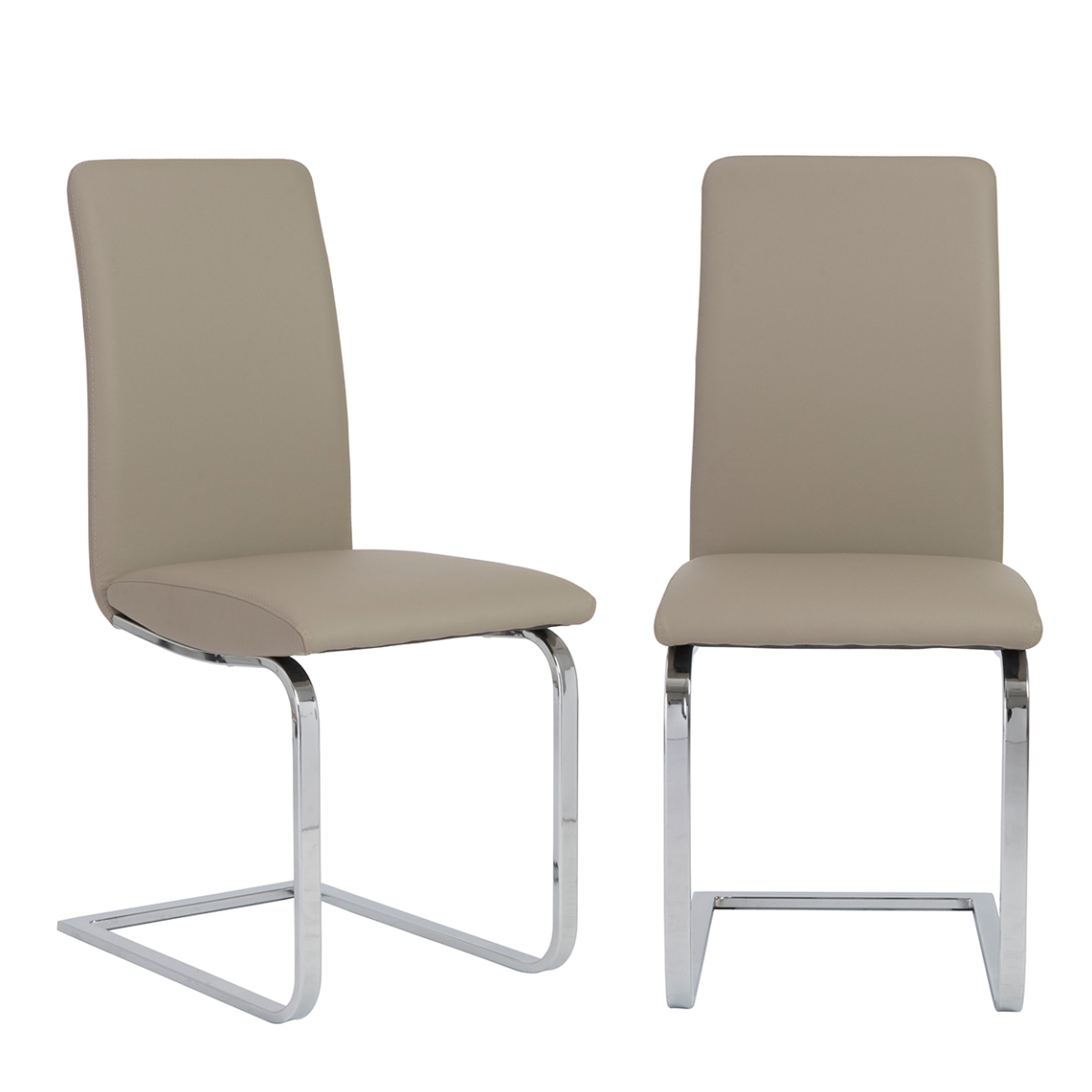 Cinzia Dining Chair in Taupe with Chrome Legs - Set of 2