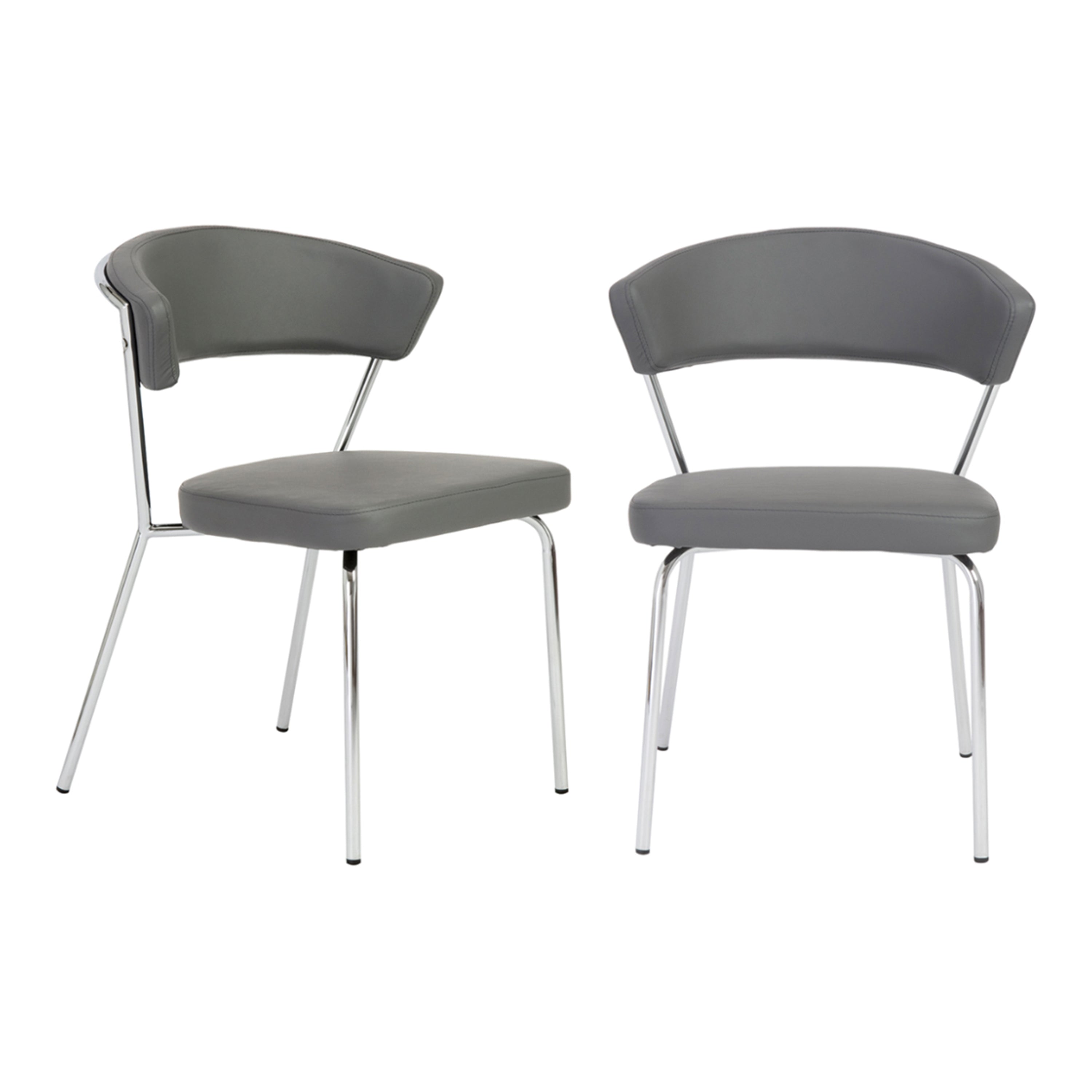 Draco Dining Chair in Gray with Chrome Legs - Set of 2