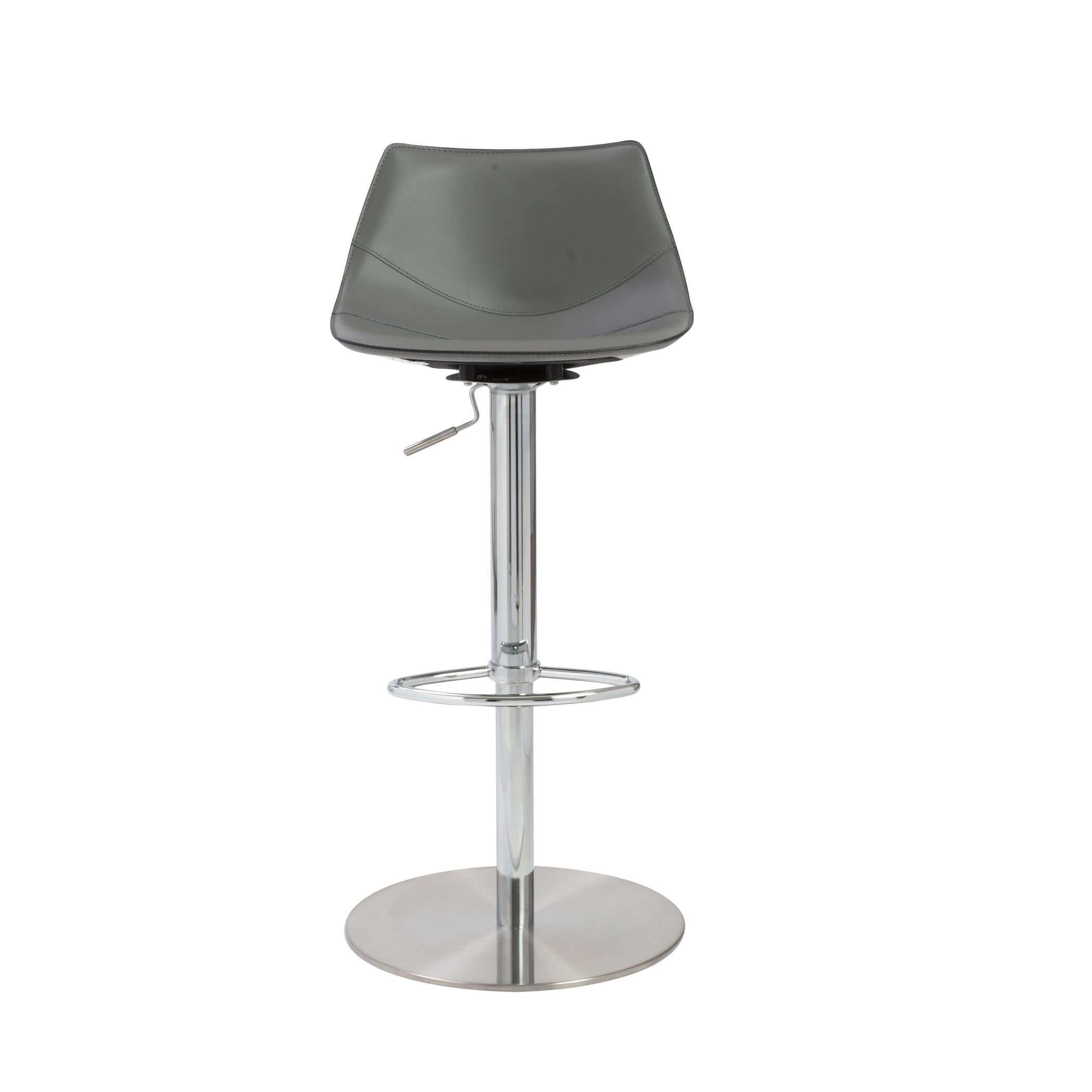 Rudy Adjustable Swivel Bar/Counter Stool in Gray with Brushed Stainless Steel Base - Set of 1