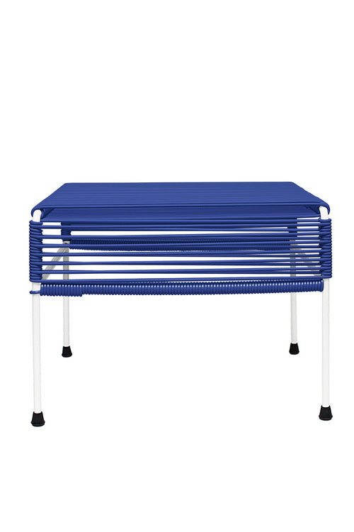 Atom Ottoman White Frame - Color Deep Blue Weave