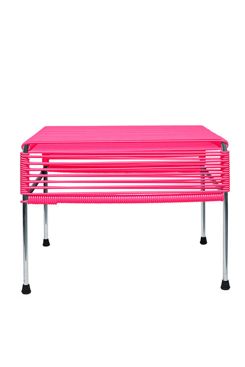 Atom Ottoman Chrome Frame - Color Pink Weave