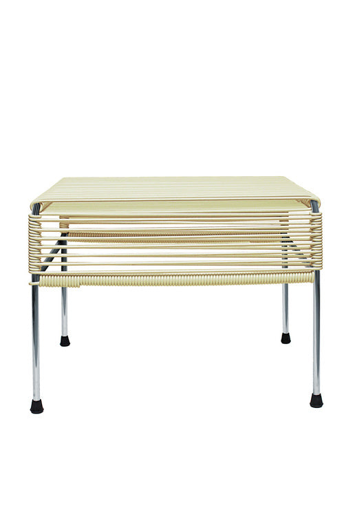 Atom Ottoman Chrome Frame - Color Ivory Weave