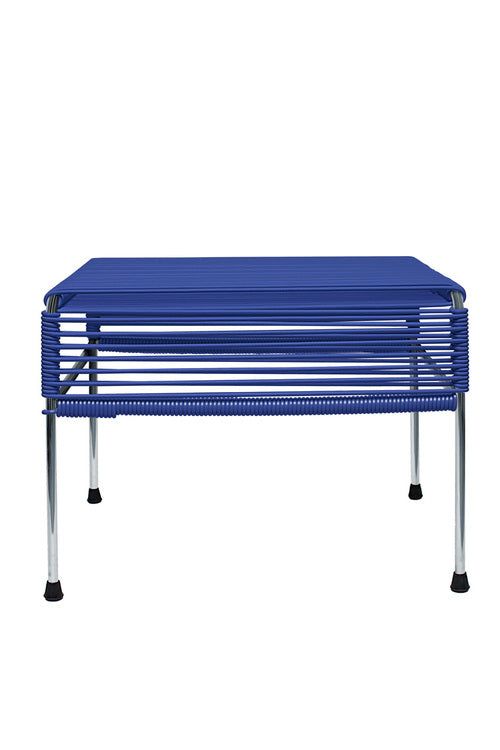 Atom Ottoman Chrome Frame - Color Deep Blue Weave