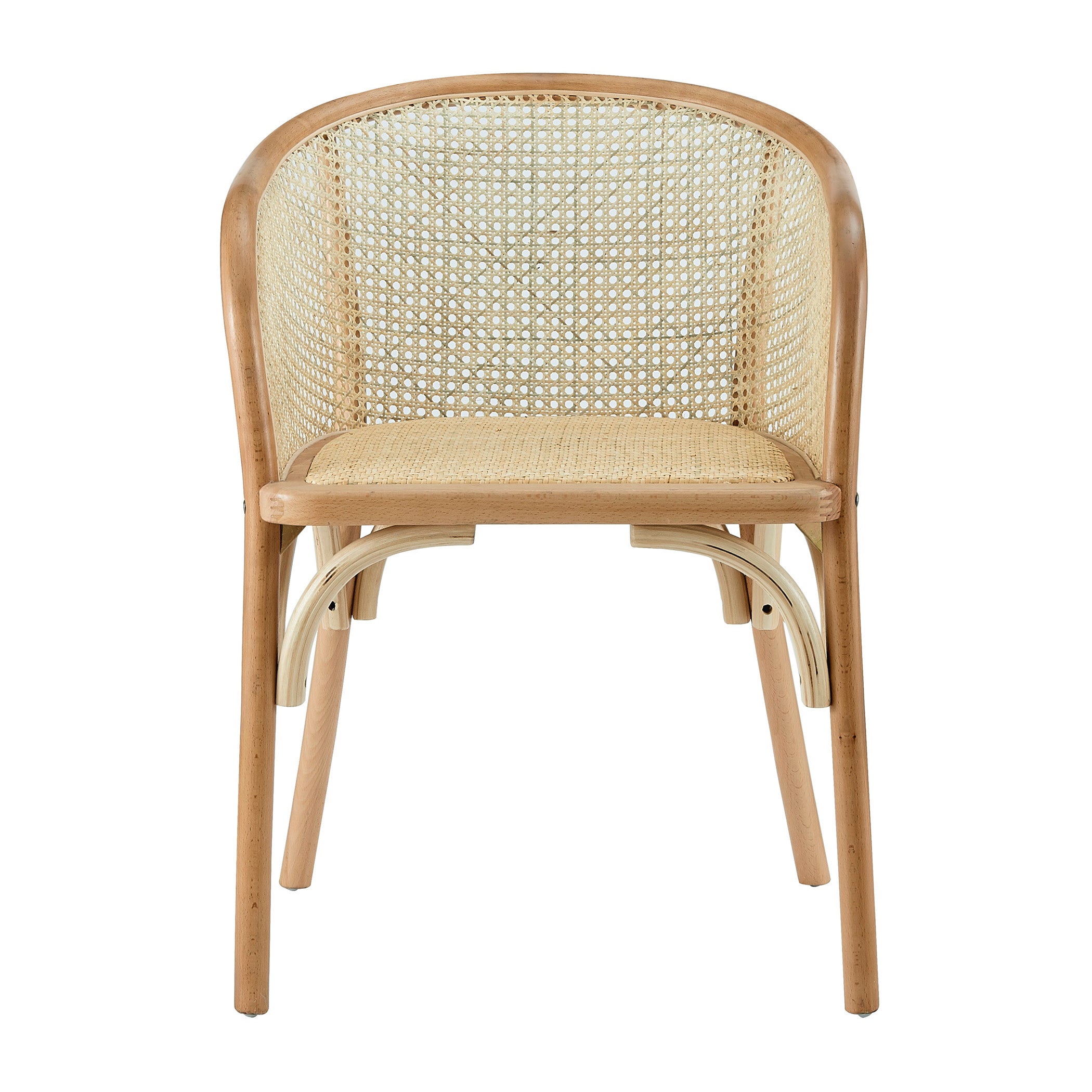 Elsy Armchair in Natural with Natural Rattan Seat - Set of 1