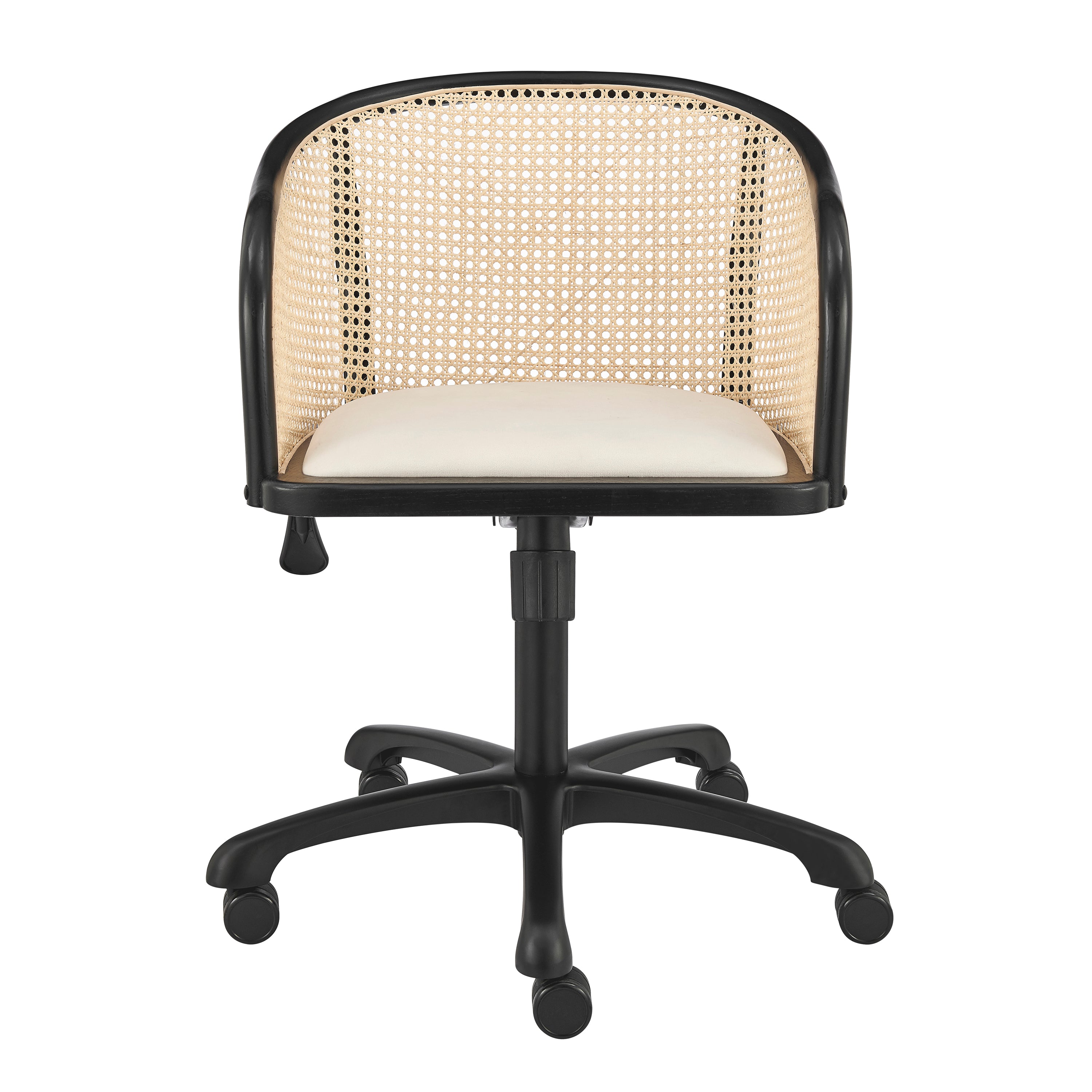 Elsy Office Chair in Black with Beige Velvet Seat and Black Base