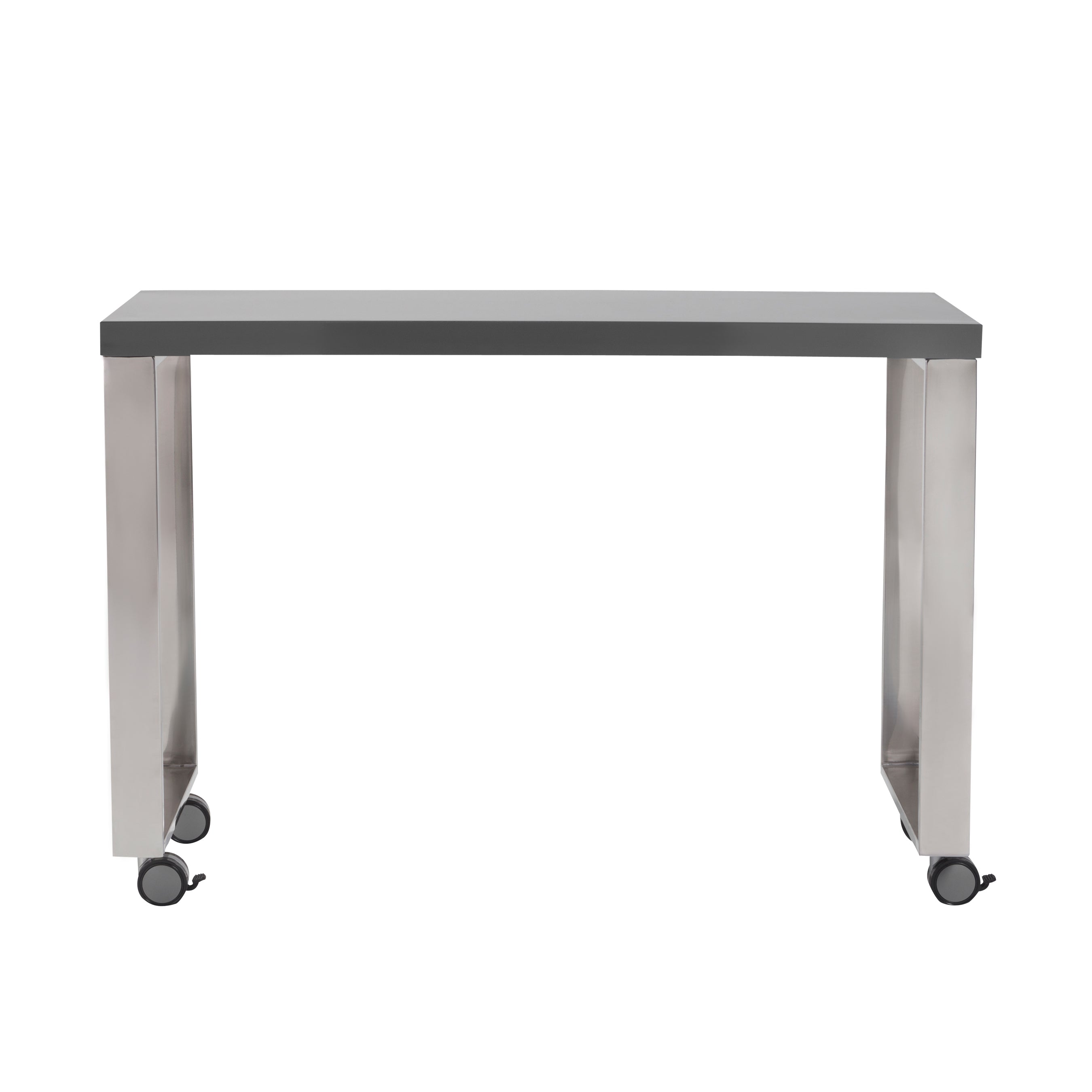 Dillon Side Return in High Gloss Gray and Polished Stainless Steel Base