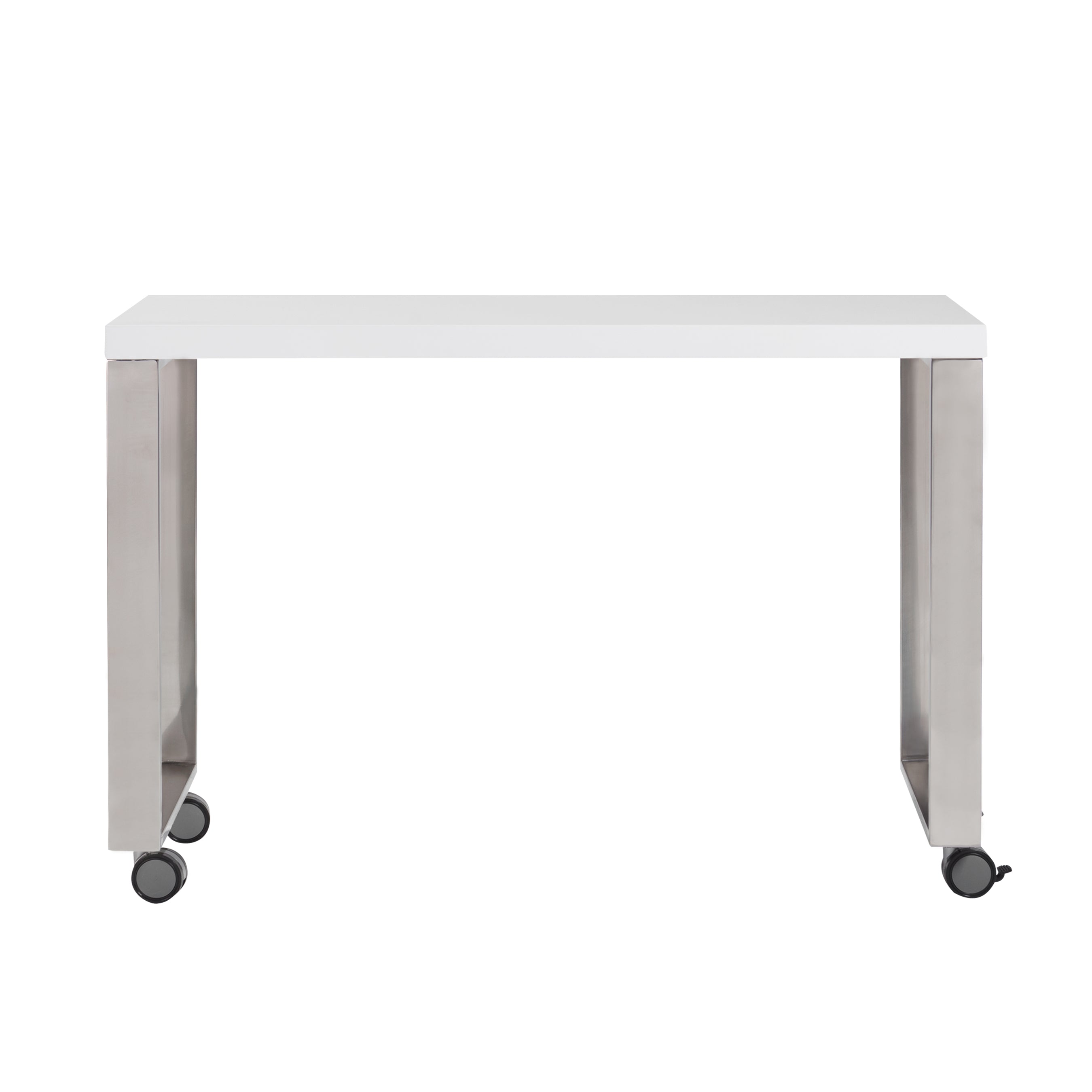 Dillon Side Return in High Gloss White with Polished Stainless Steel Base