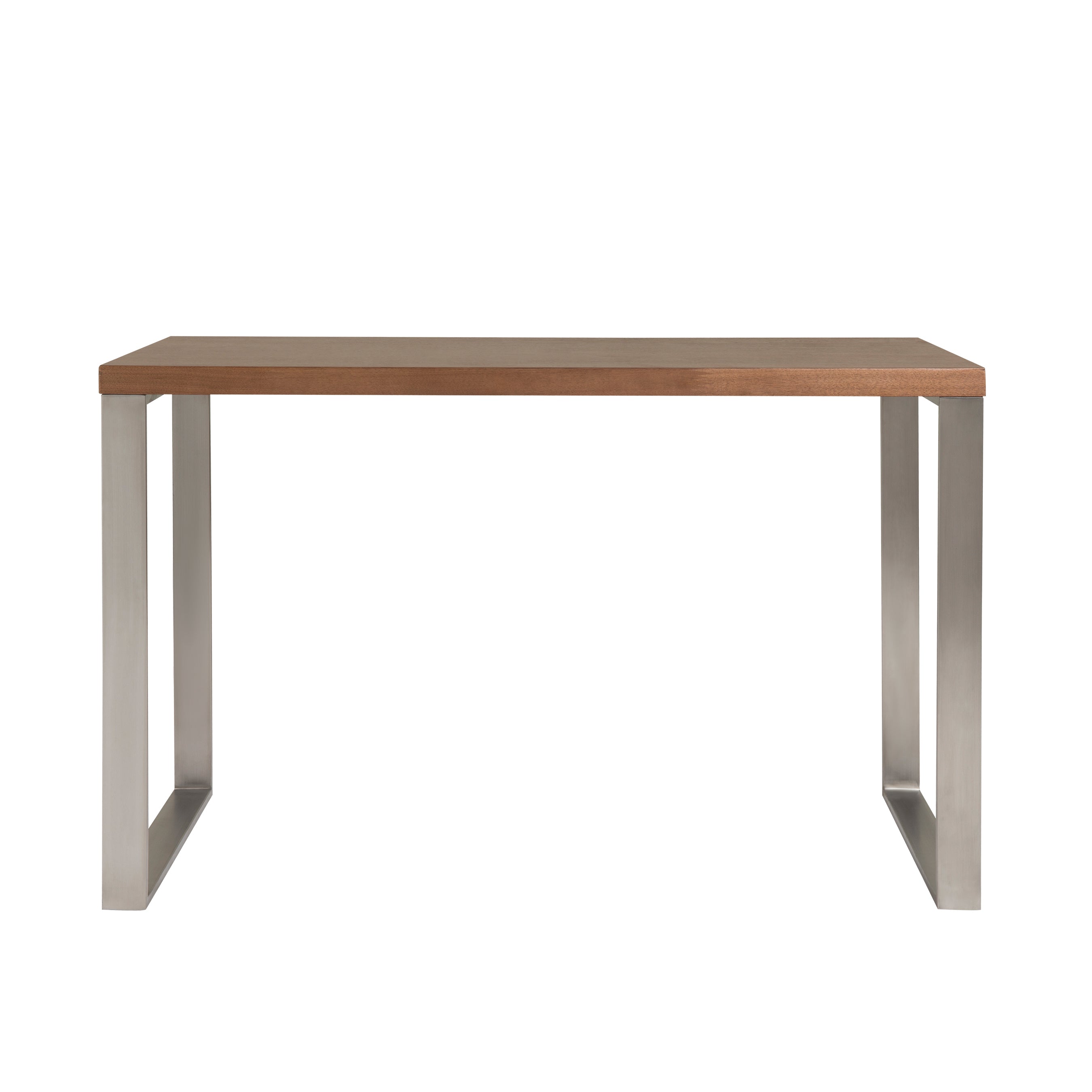 Dillon Desk in American Walnut Veneer with Brushed Stainless Steel Base