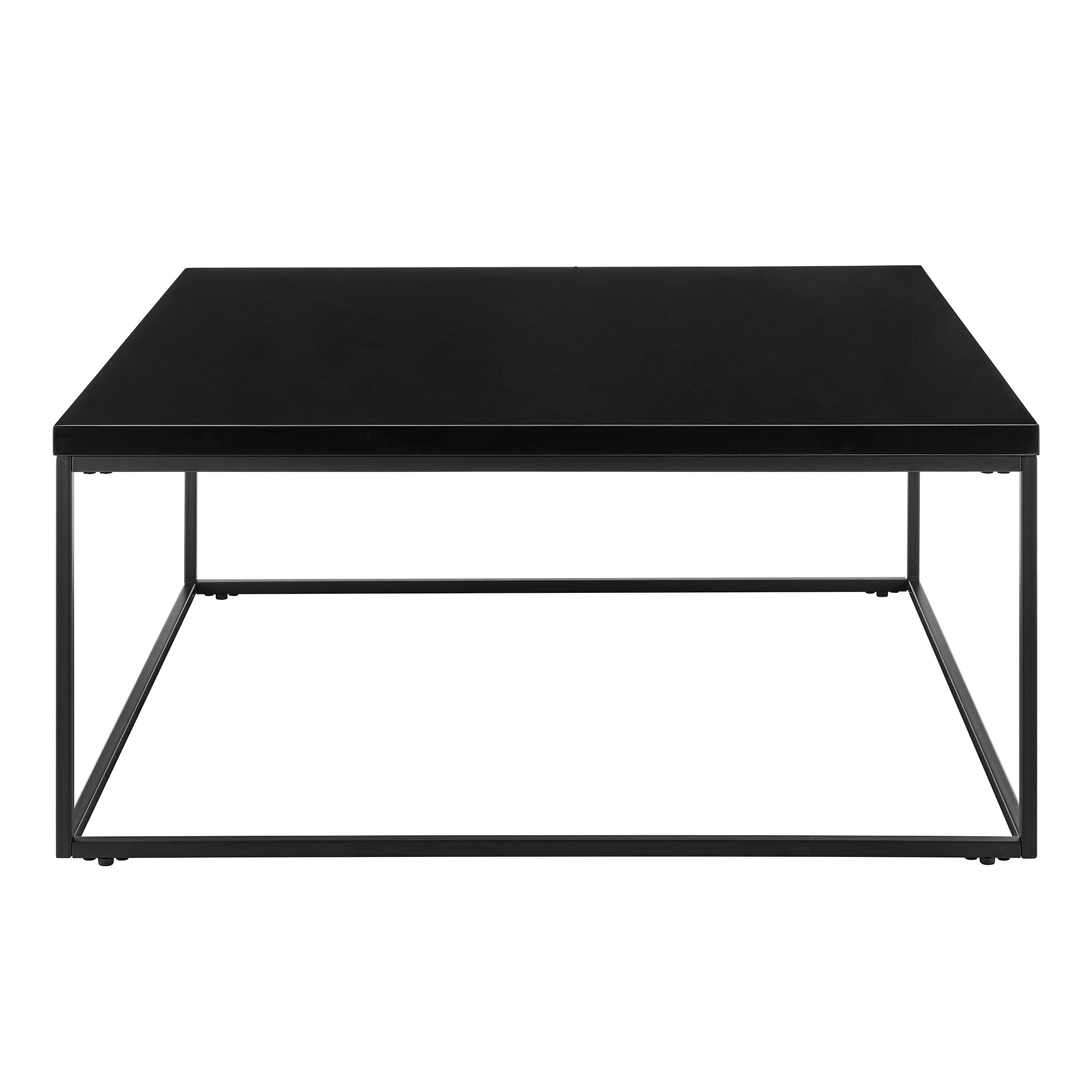 Teresa Square Coffee Table in High Gloss Black with Matte Black Base