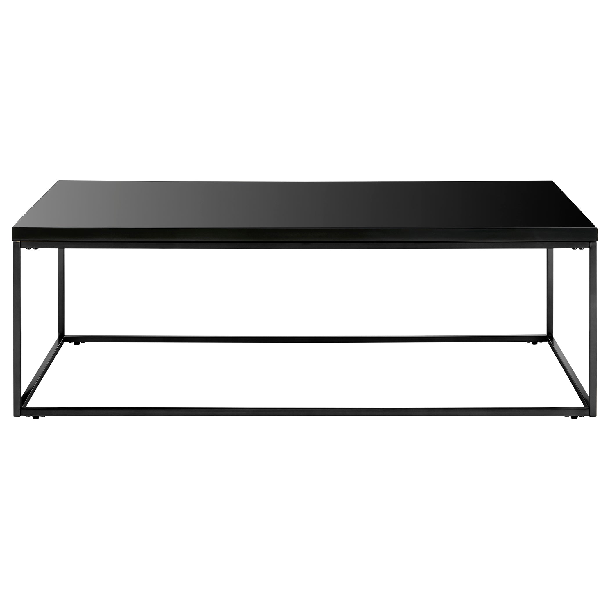 Teresa Rectangular Coffee Table in High Gloss Black with Matte Black Base