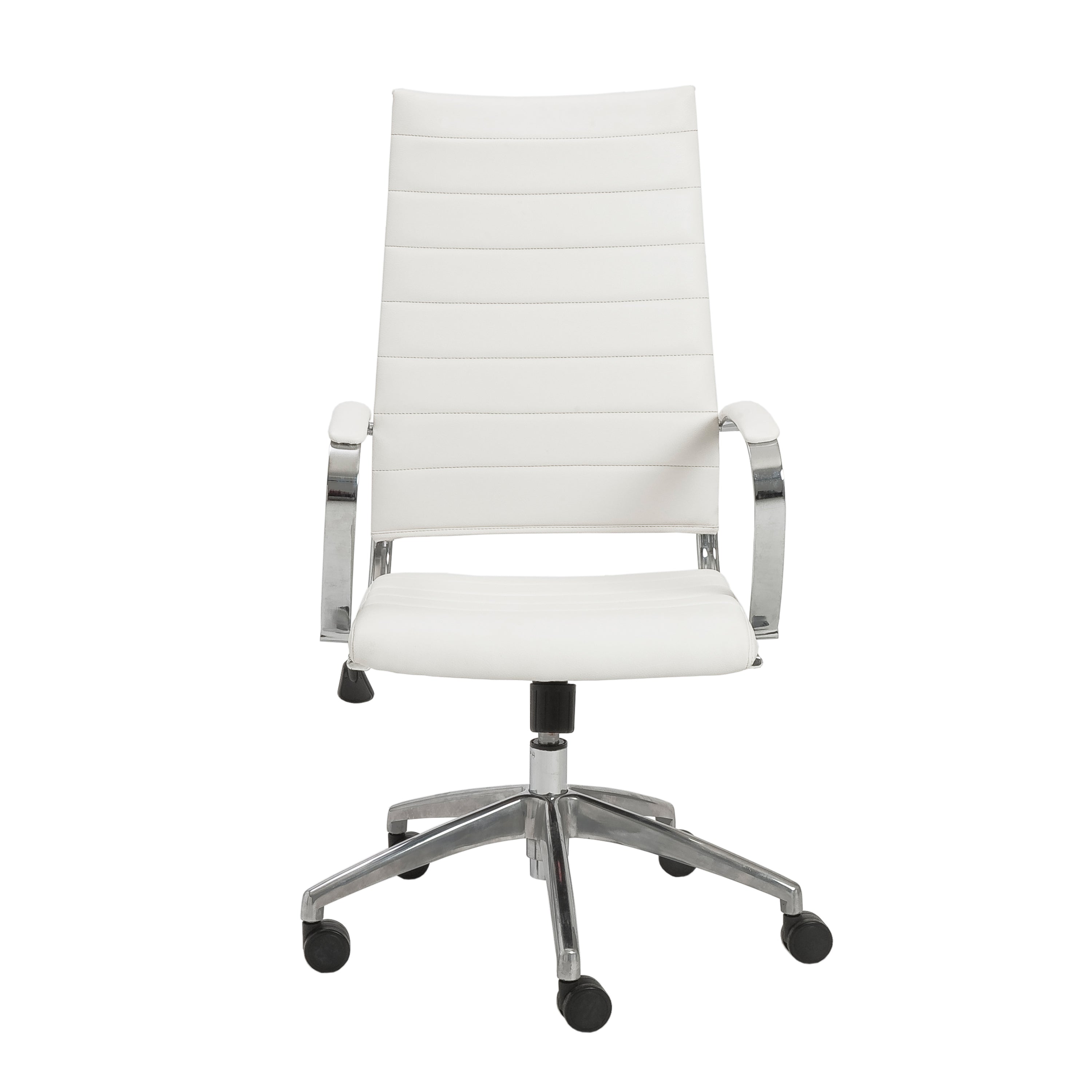 Axel High Back Office Chair in White with Aluminum Base