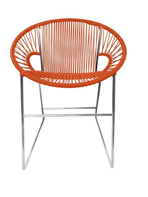 Puerto Dining Chair Chrome Frame - Color Orange Weave