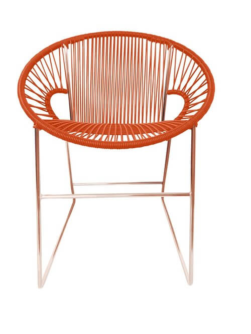 Puerto Dining Chair Copper Frame - Color Orange Weave