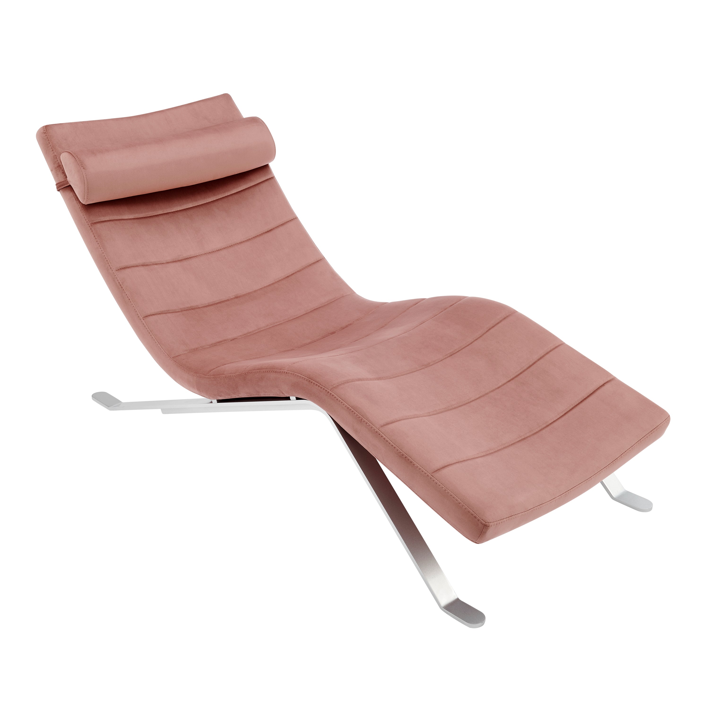 Gilda Lounge Chair in Rose Velvet with Silver Base