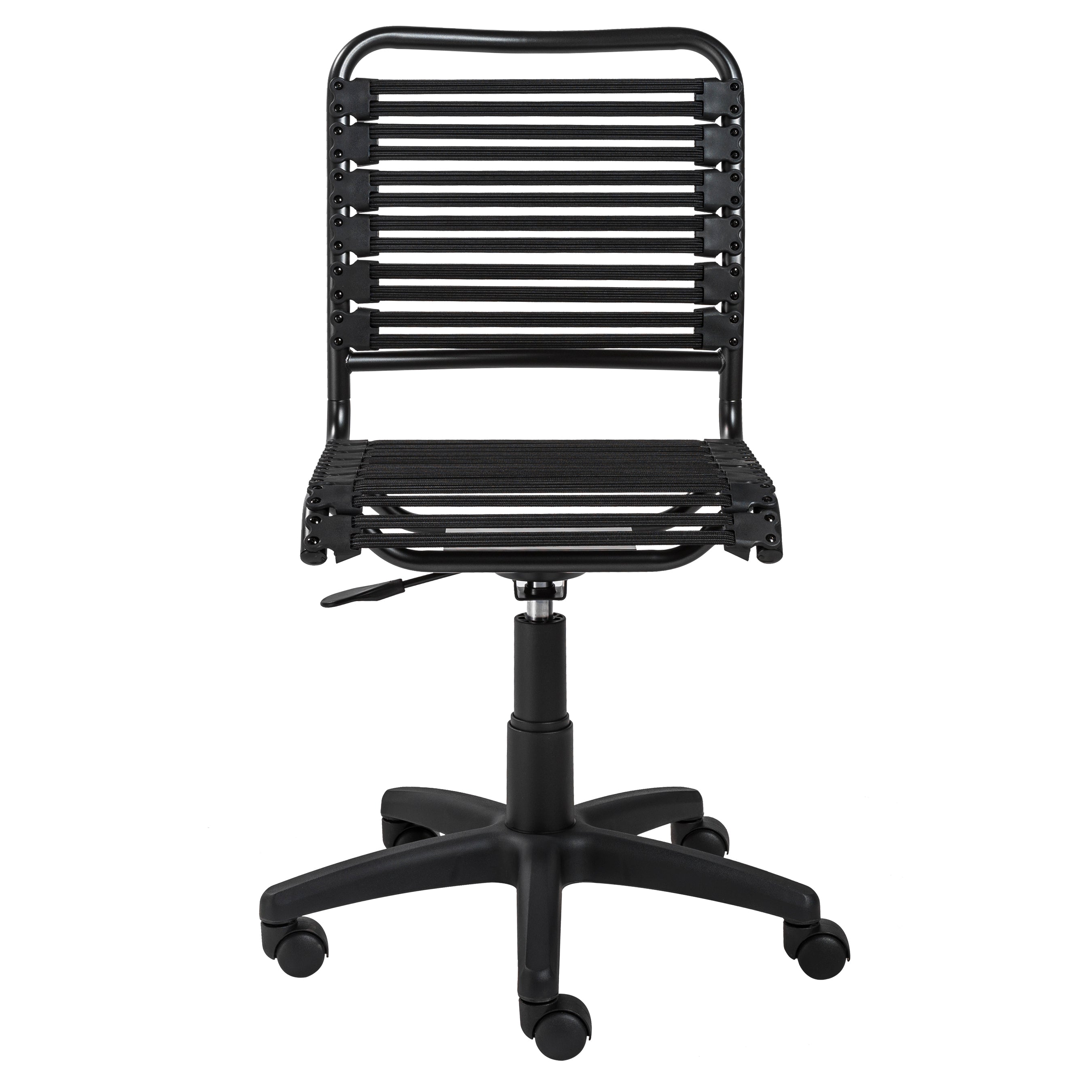 Allison Bungie Flat Low Back Office Chair in Black with Graphite Black Frame and Black Base