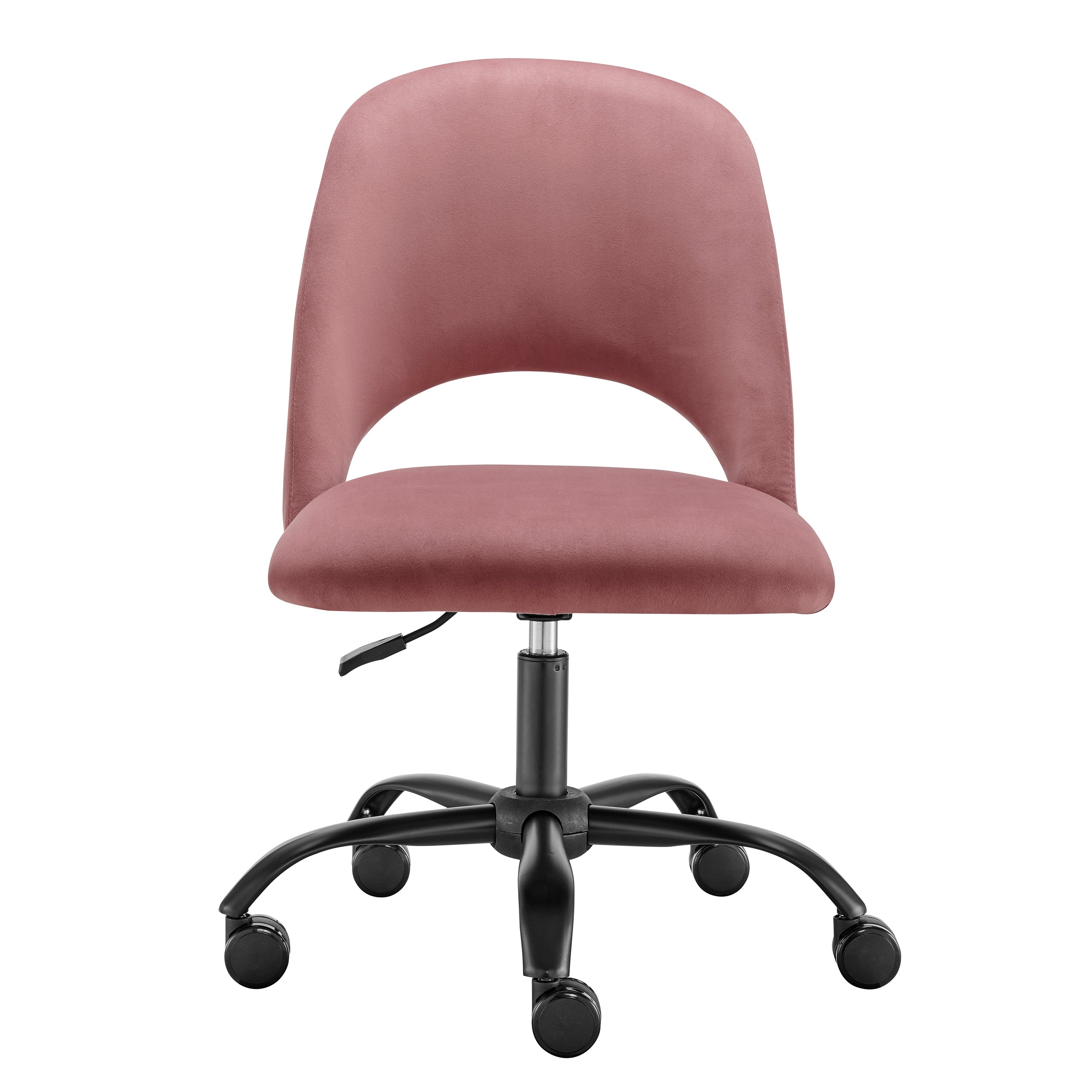 Alby Office Chair in Rose Velvet with Black Base