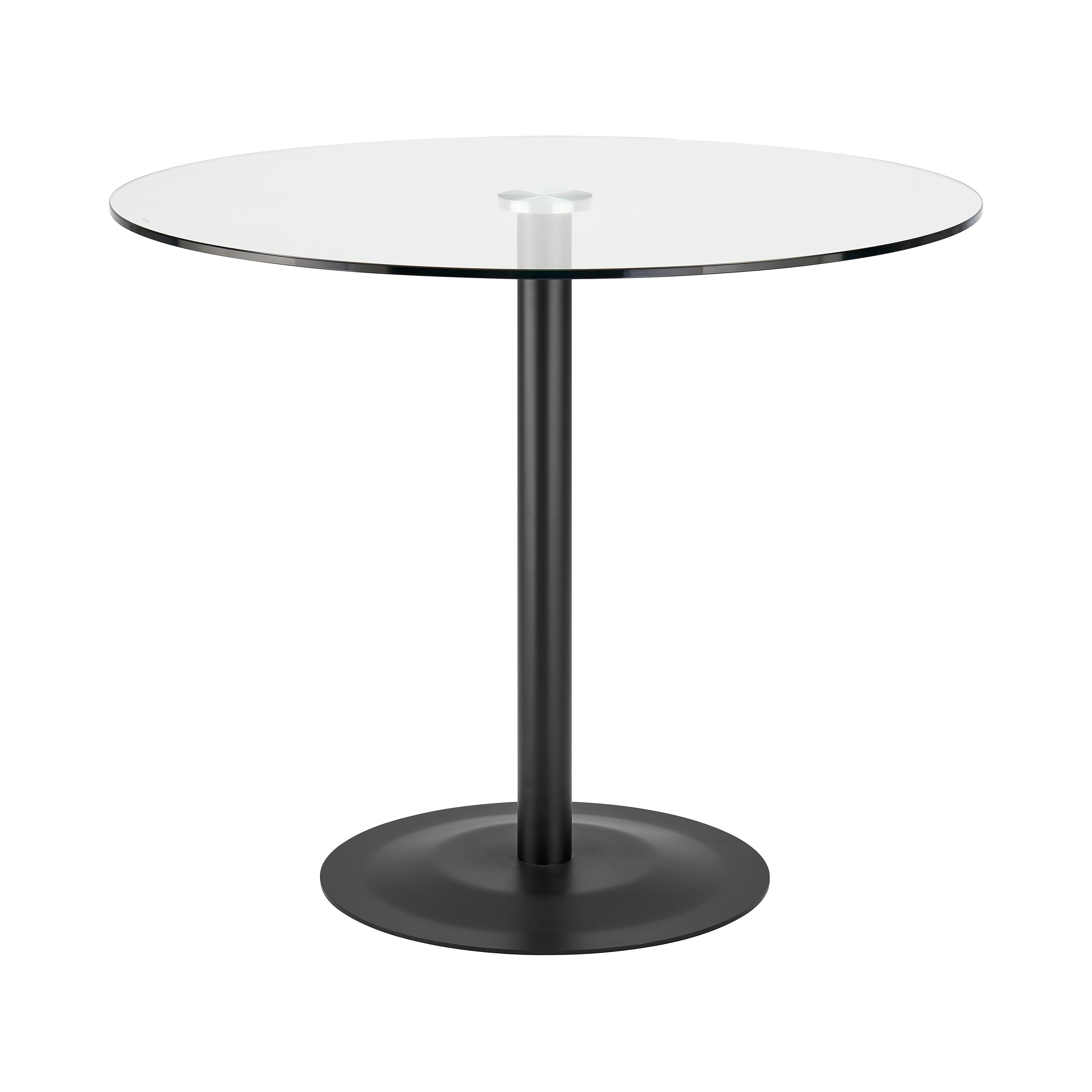 Ava Round Bistro Table with Clear Tempered Glass Top and Matte Black Base