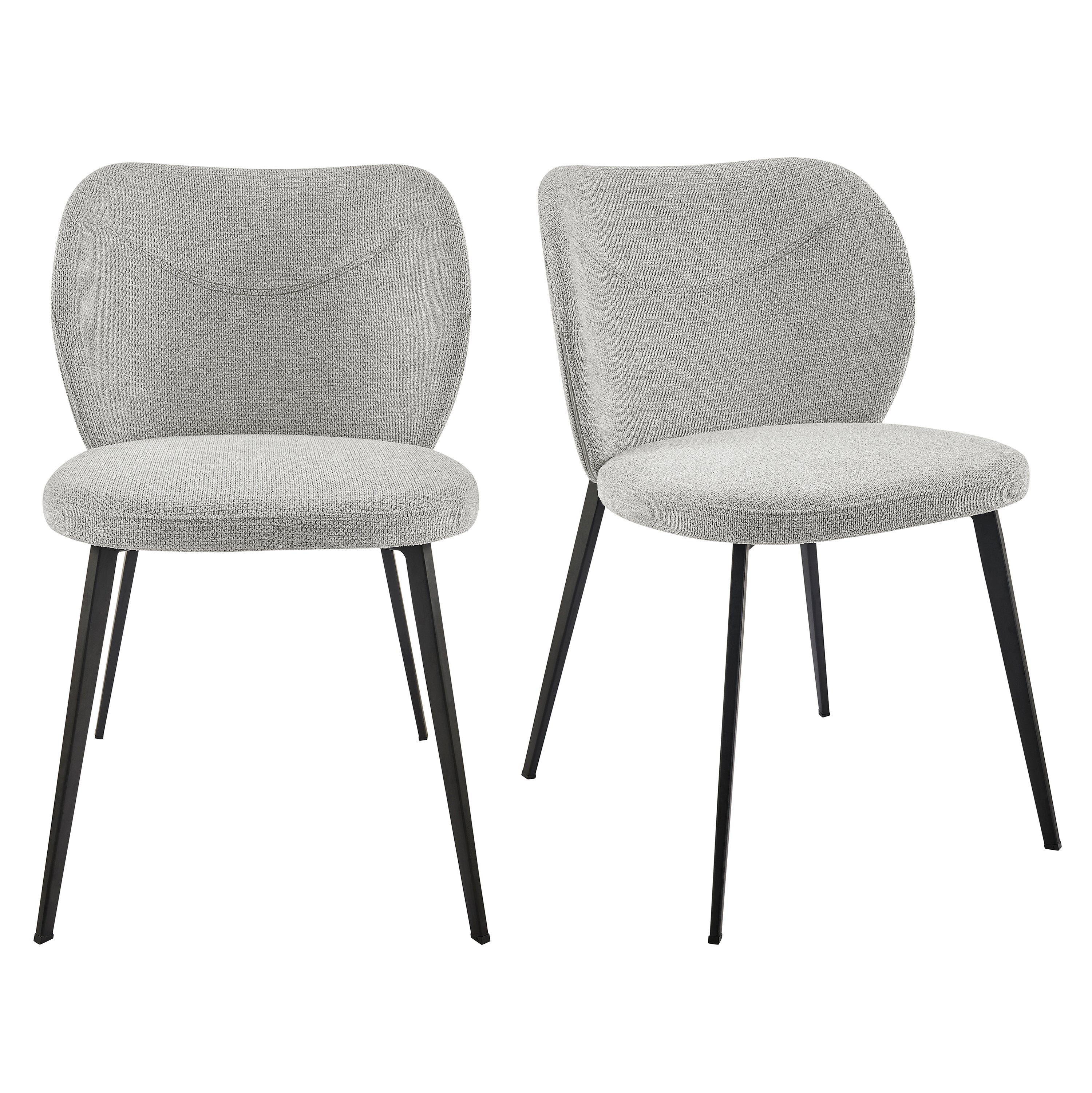 Markus Side Chair in Light Gray Fabric with Black Legs - Set of 2