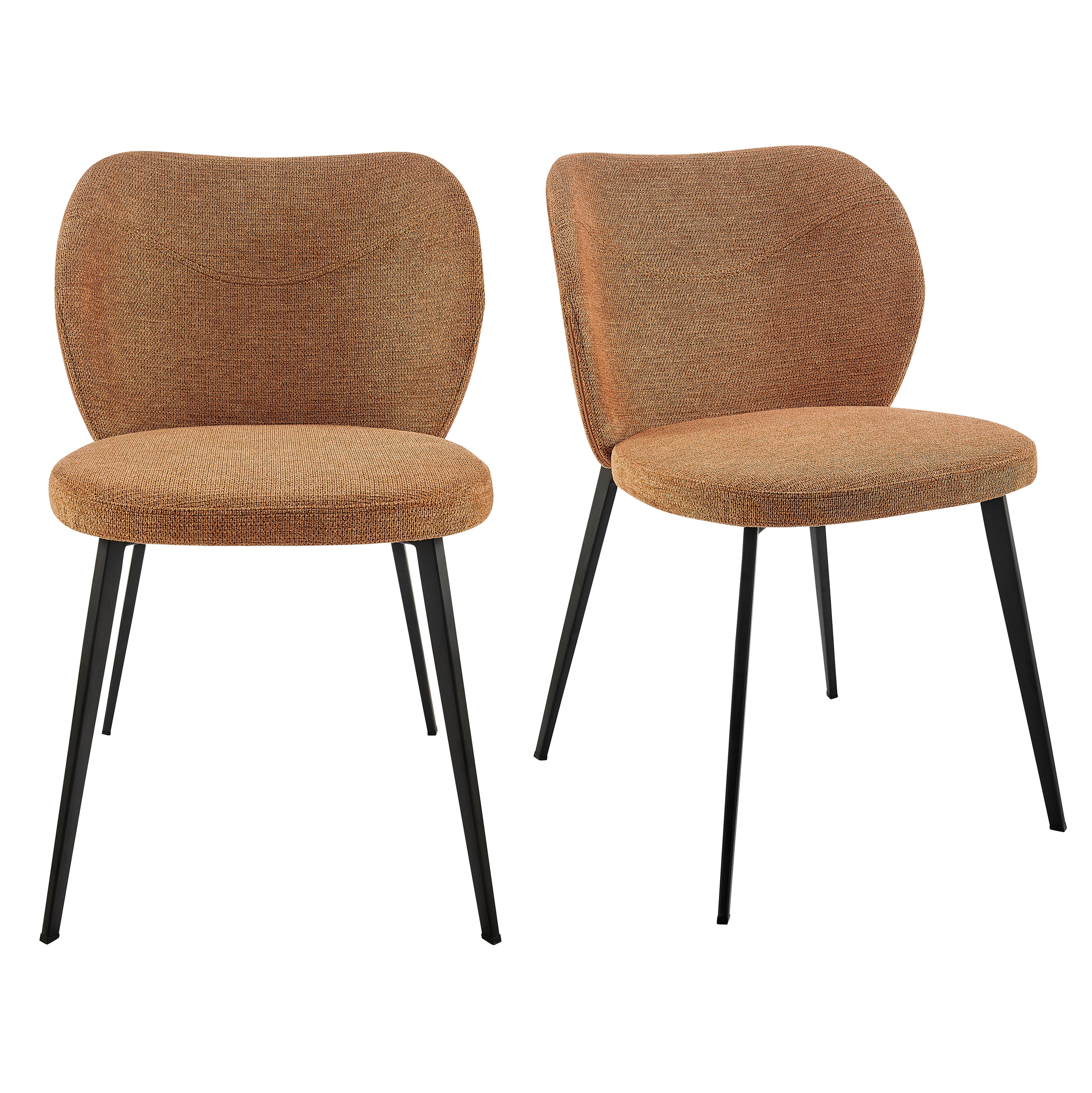 Markus Side Chair in Rust Fabric with Black Legs - Set of 2